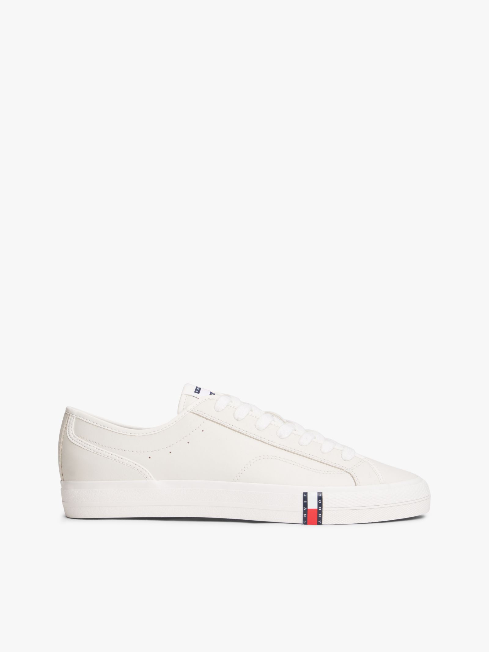 Tommy Jeans Archive leren sneaker met vlagstreep in wit