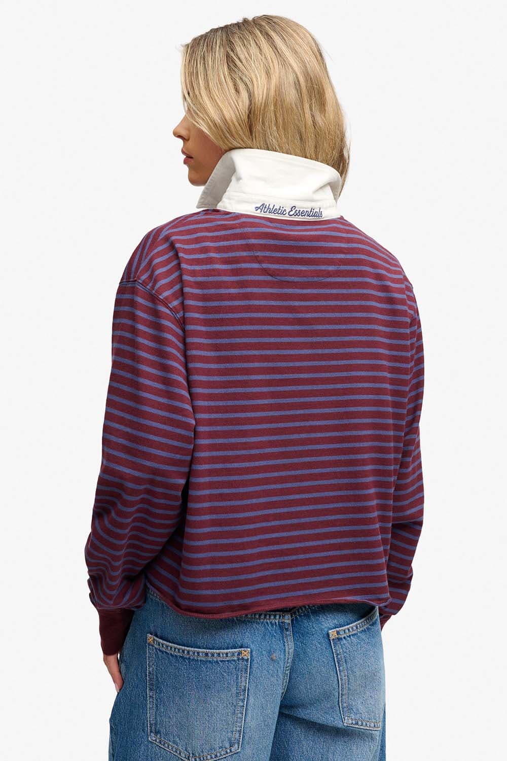 Superdry & Co Rugby Athletic Essential Gestreept Bordeaux Rood dames