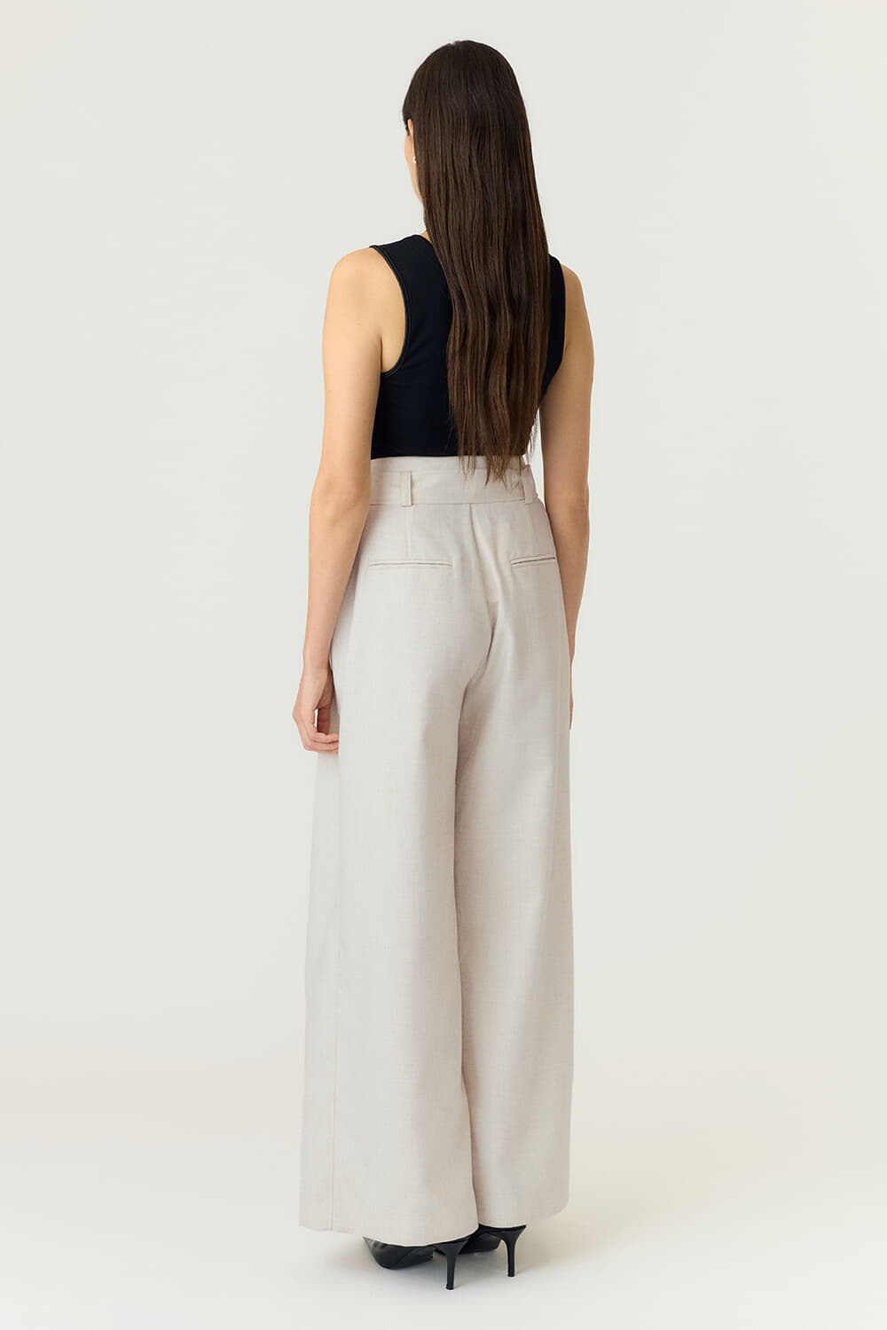 Y.A.S. Broek Alikka HW Belted Off White dames
