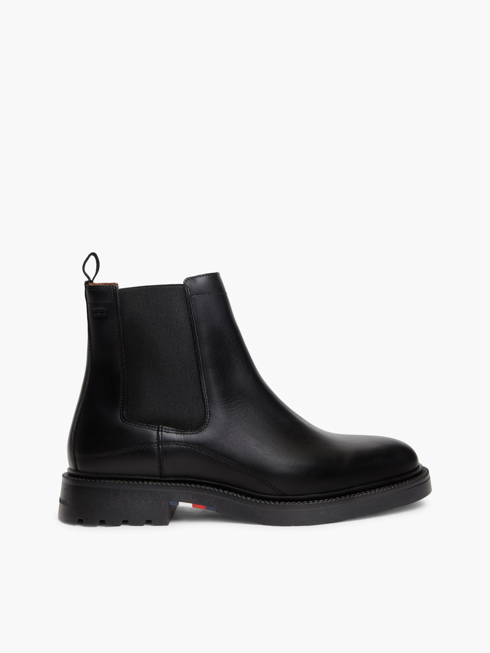 Tommy Hilfiger leren chelsea boot met profielzool for men in zwart