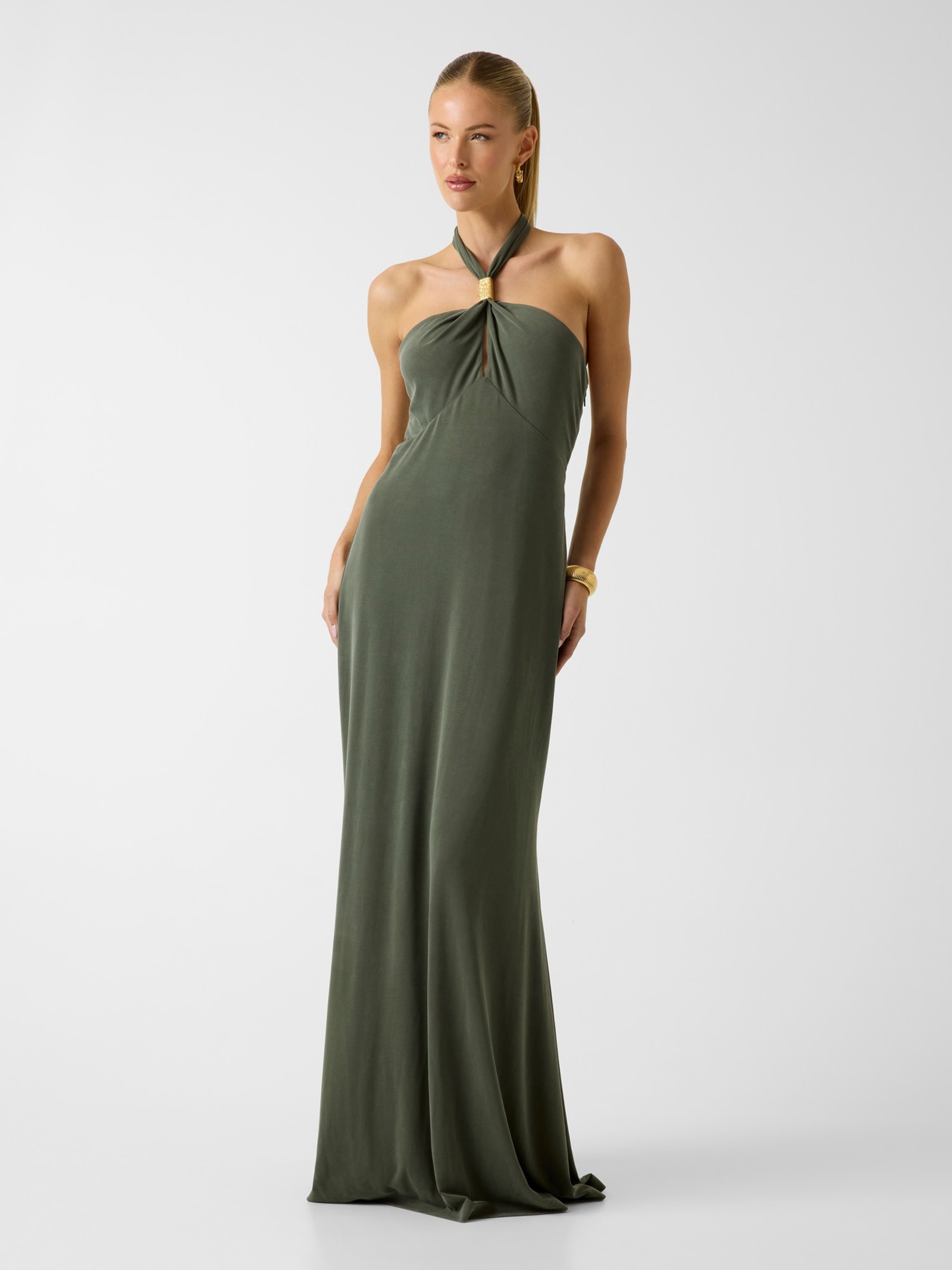 Guess Marciano Maxi Met Halternek Jurk in groen