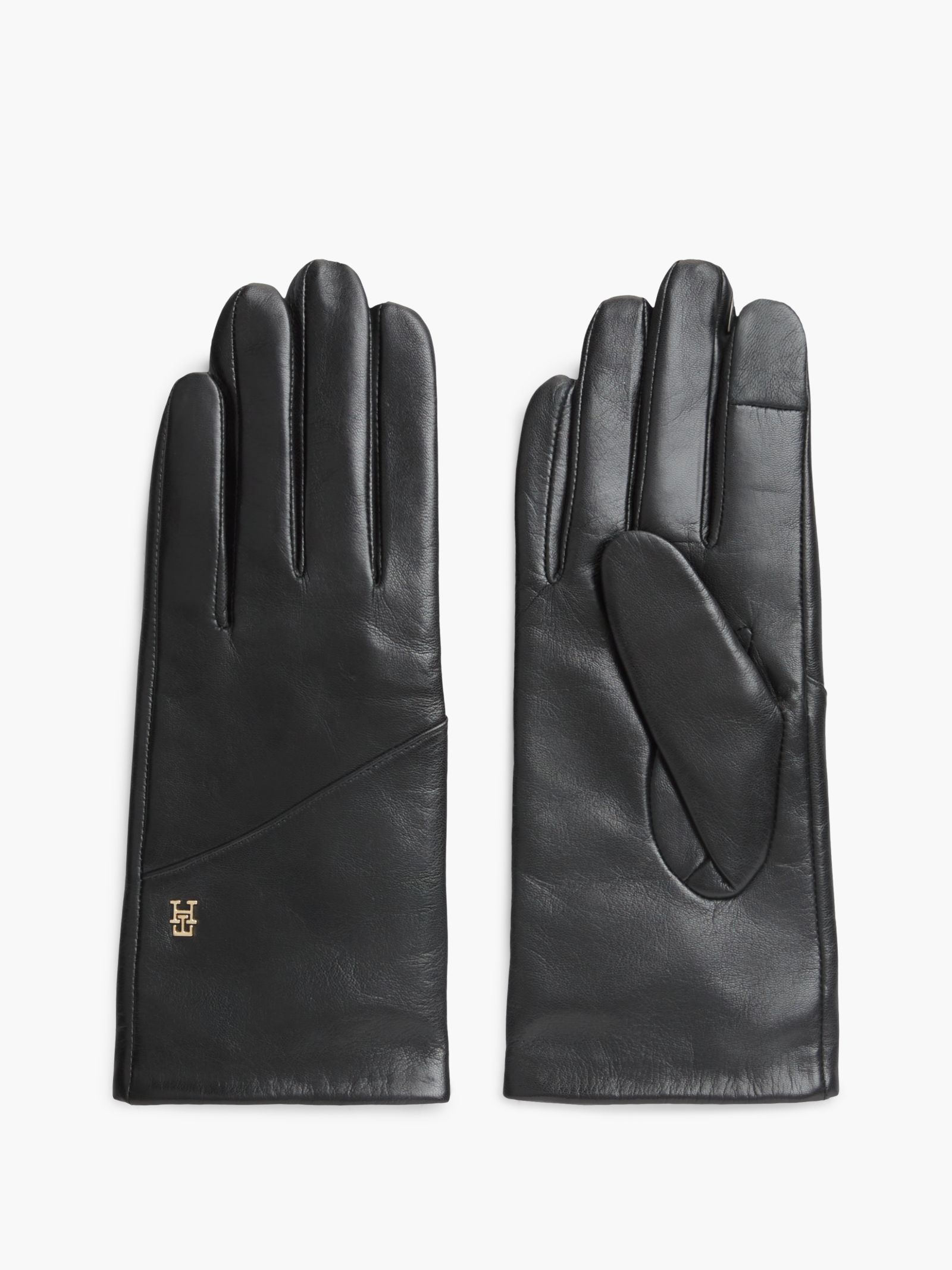 Tommy Hilfiger Chic leren handschoenen met TH Monogram in zwart