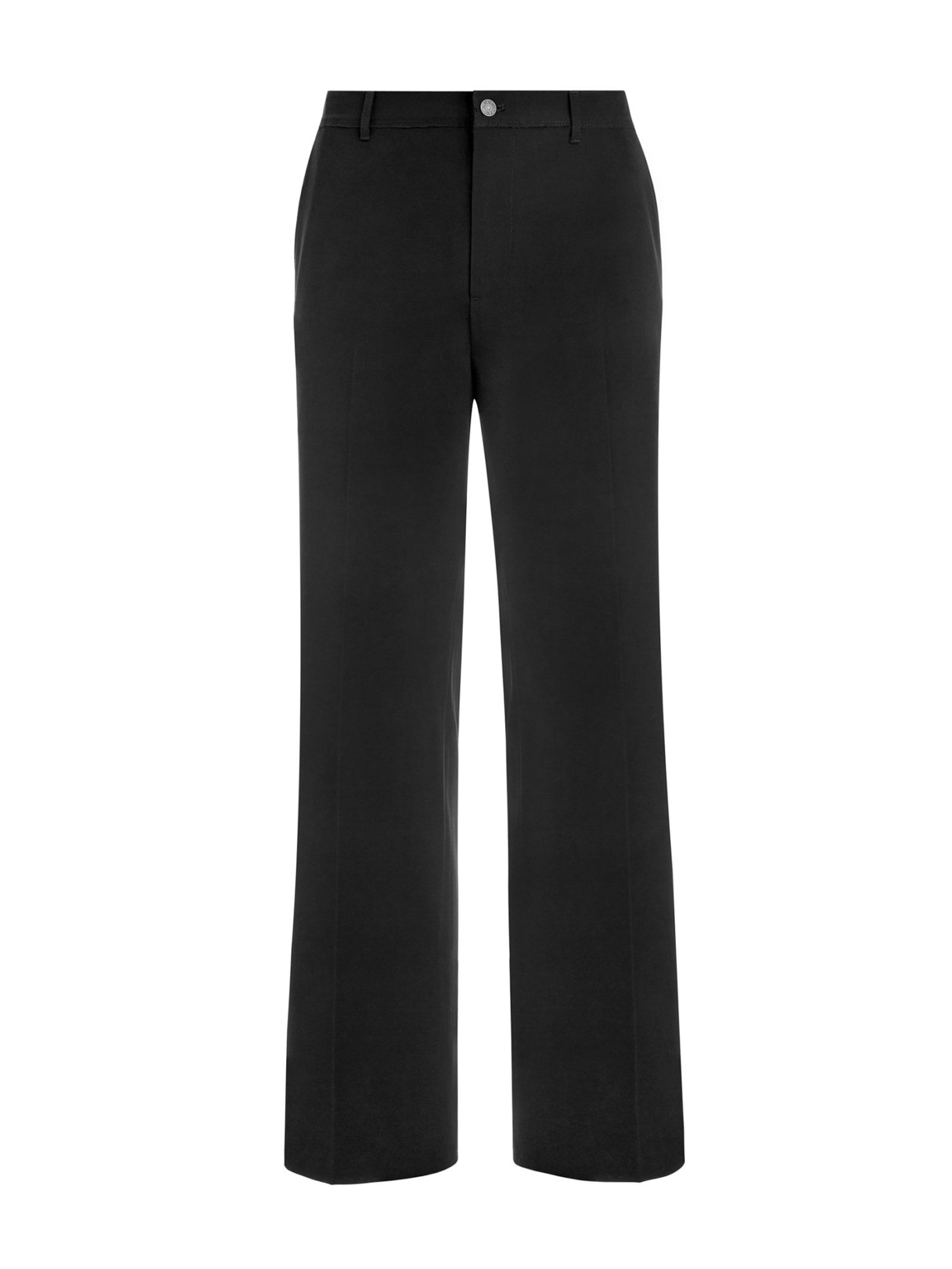Guess Broek Wijde Pijpen Hoge Taille in zwart