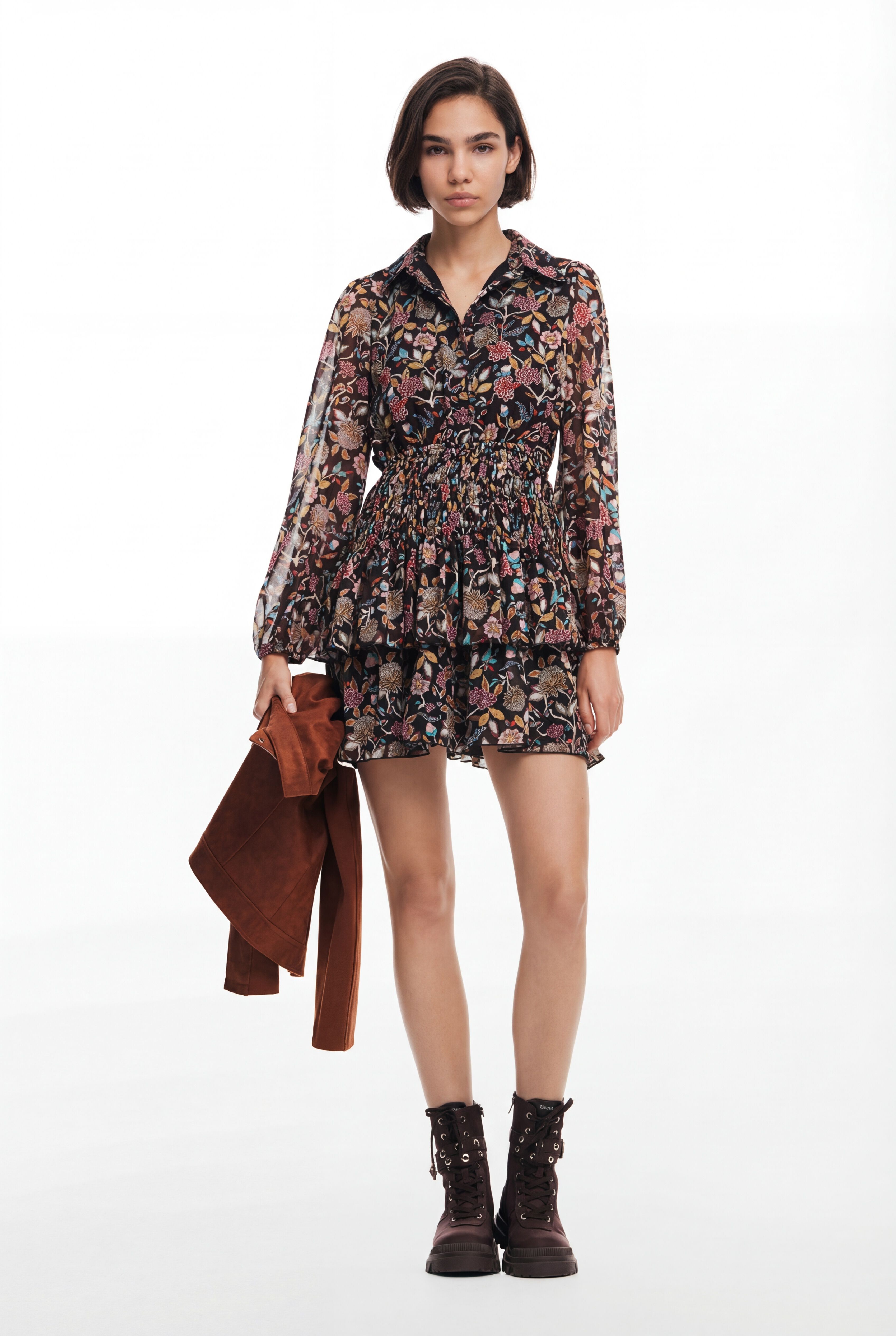 Desigual Korte bloemenjurk voor dames in zwart