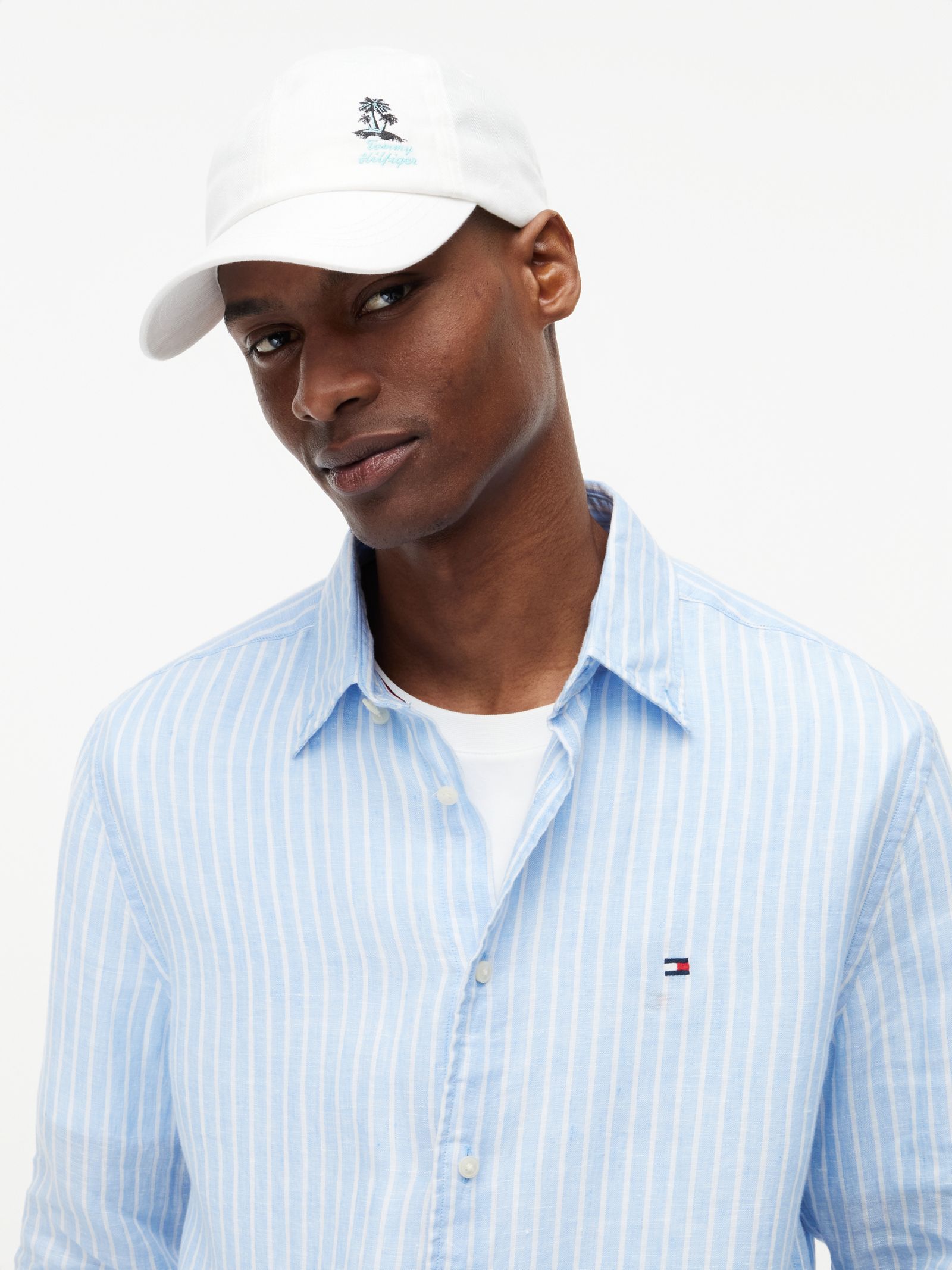 Tommy Hilfiger Puur linnen baseballcap met geborduurd logo
