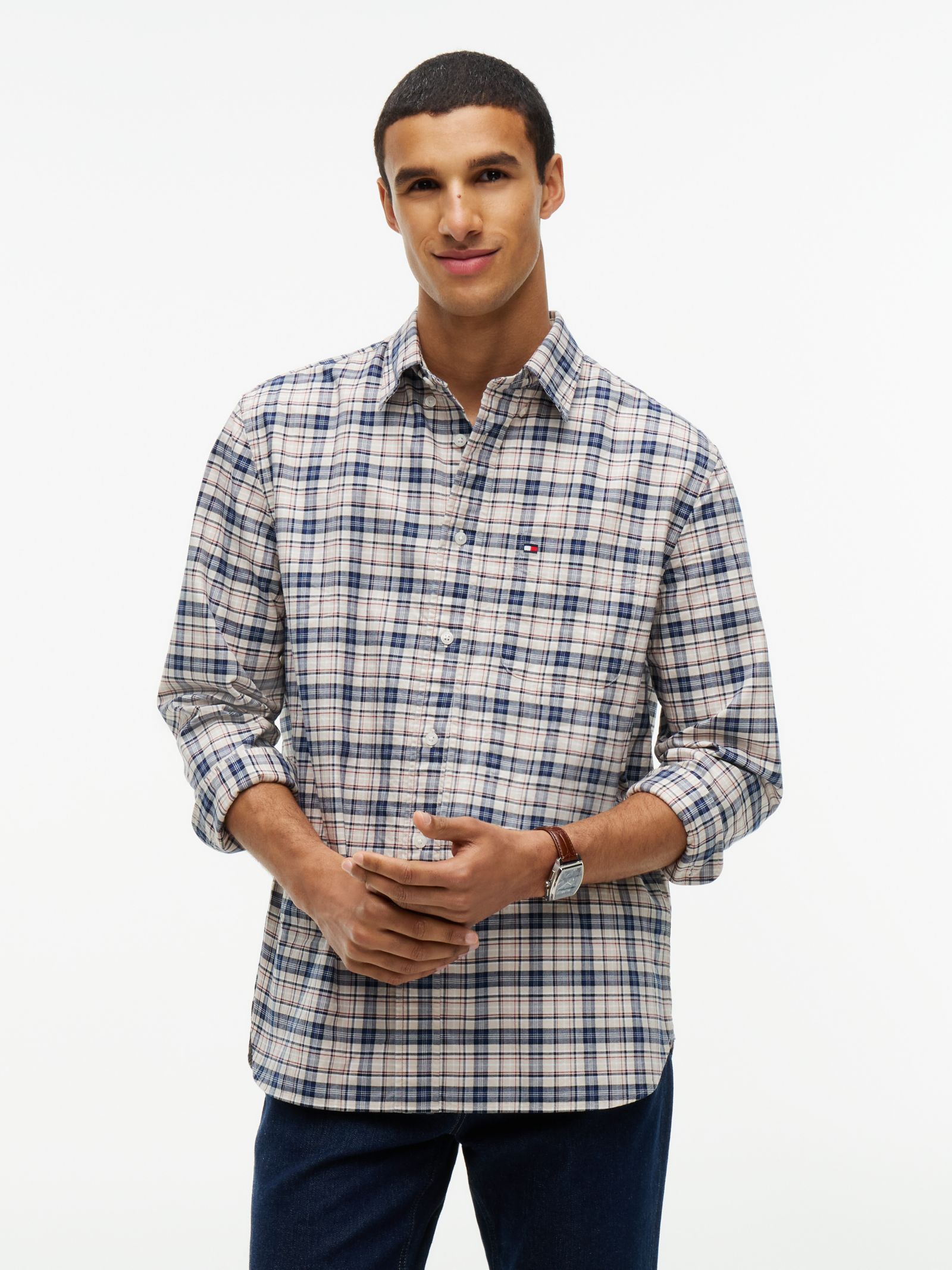 Tommy Hilfiger Relaxed Fit Oxford overhemd met tartanruit in multicolor