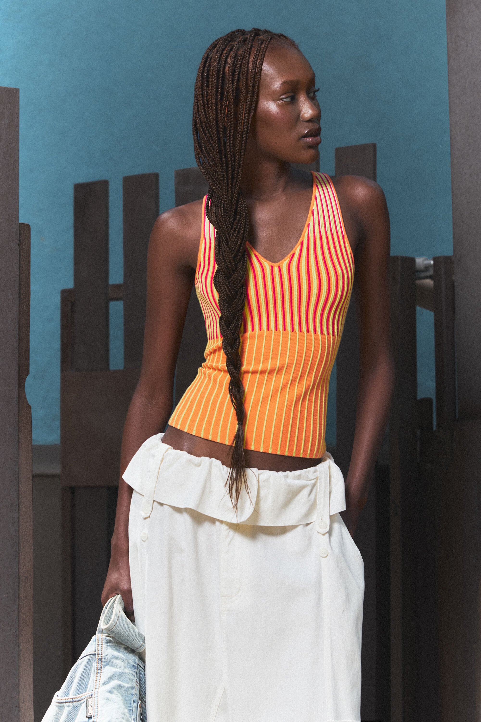 Desigual Mouwloos tricot T-shirt in oranje