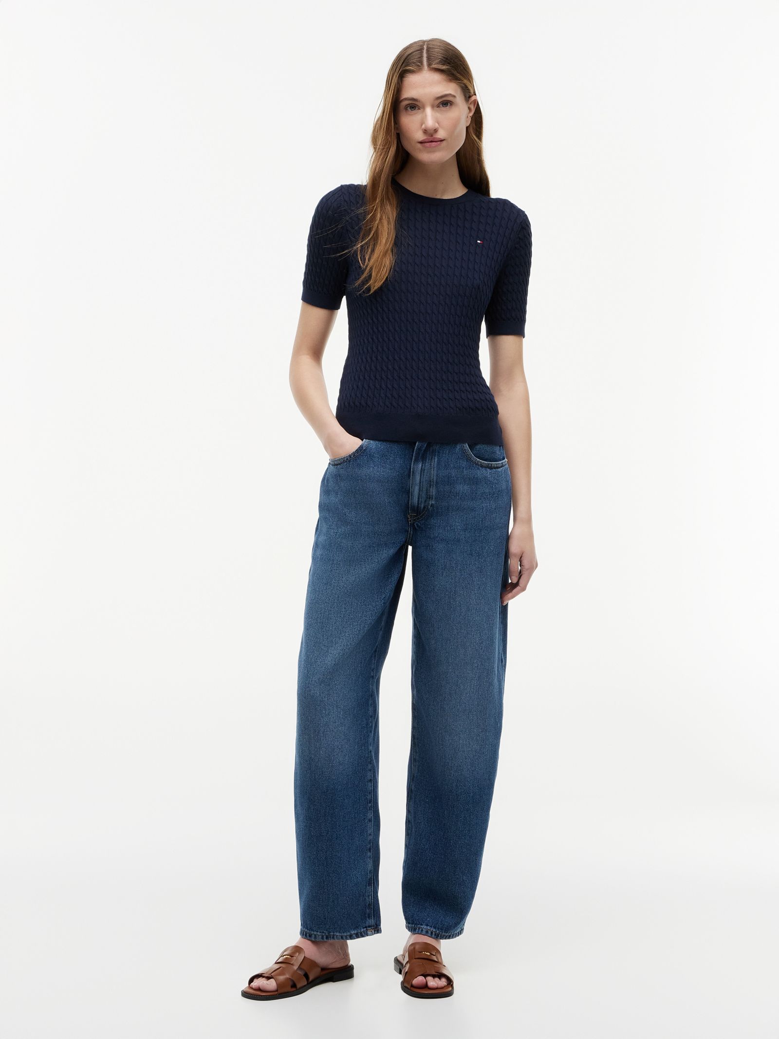 Tommy Hilfiger medium rise barrel jeans in blauw
