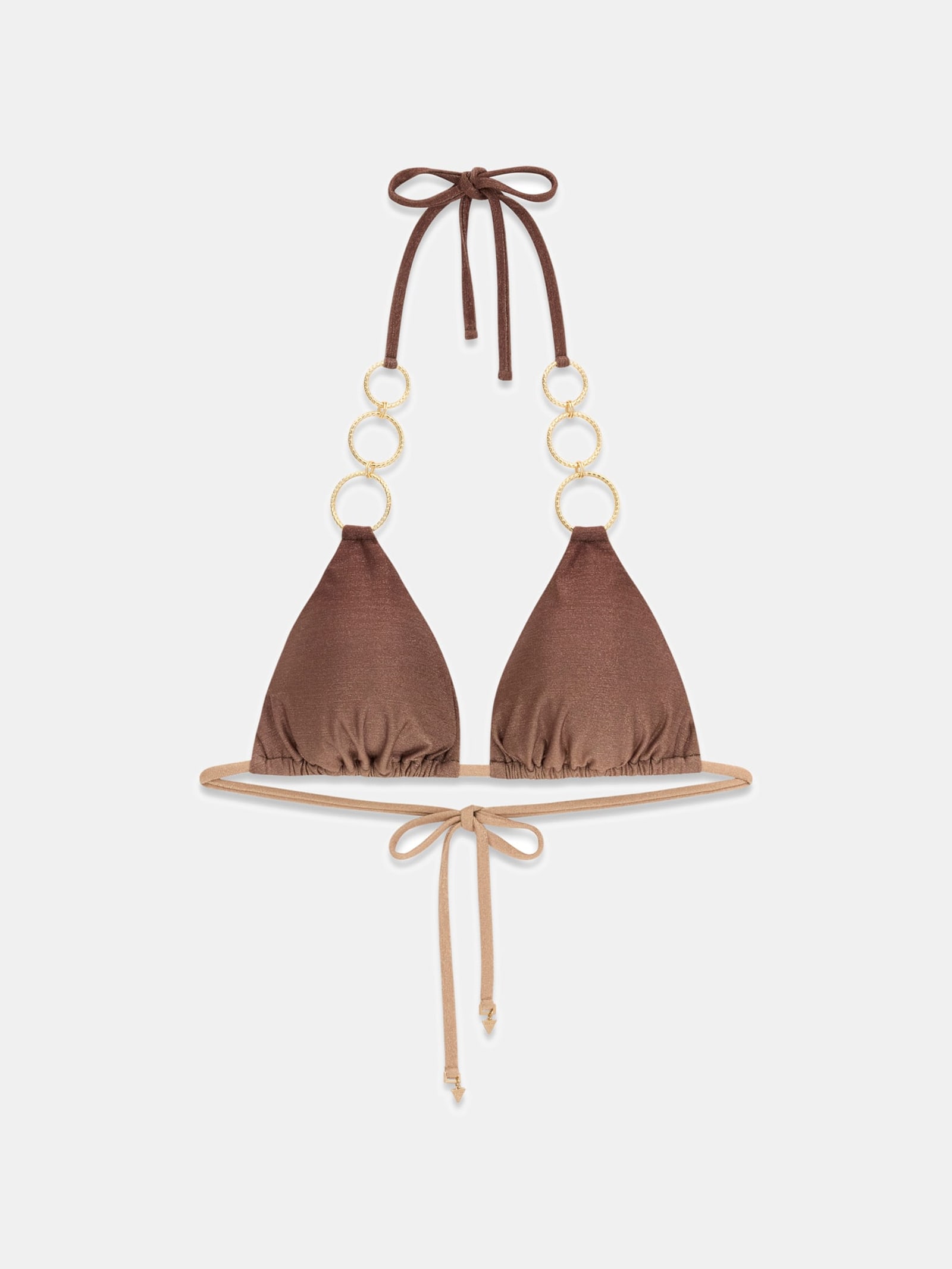 Guess Glitterende Driehoek Bikini Top in bruin