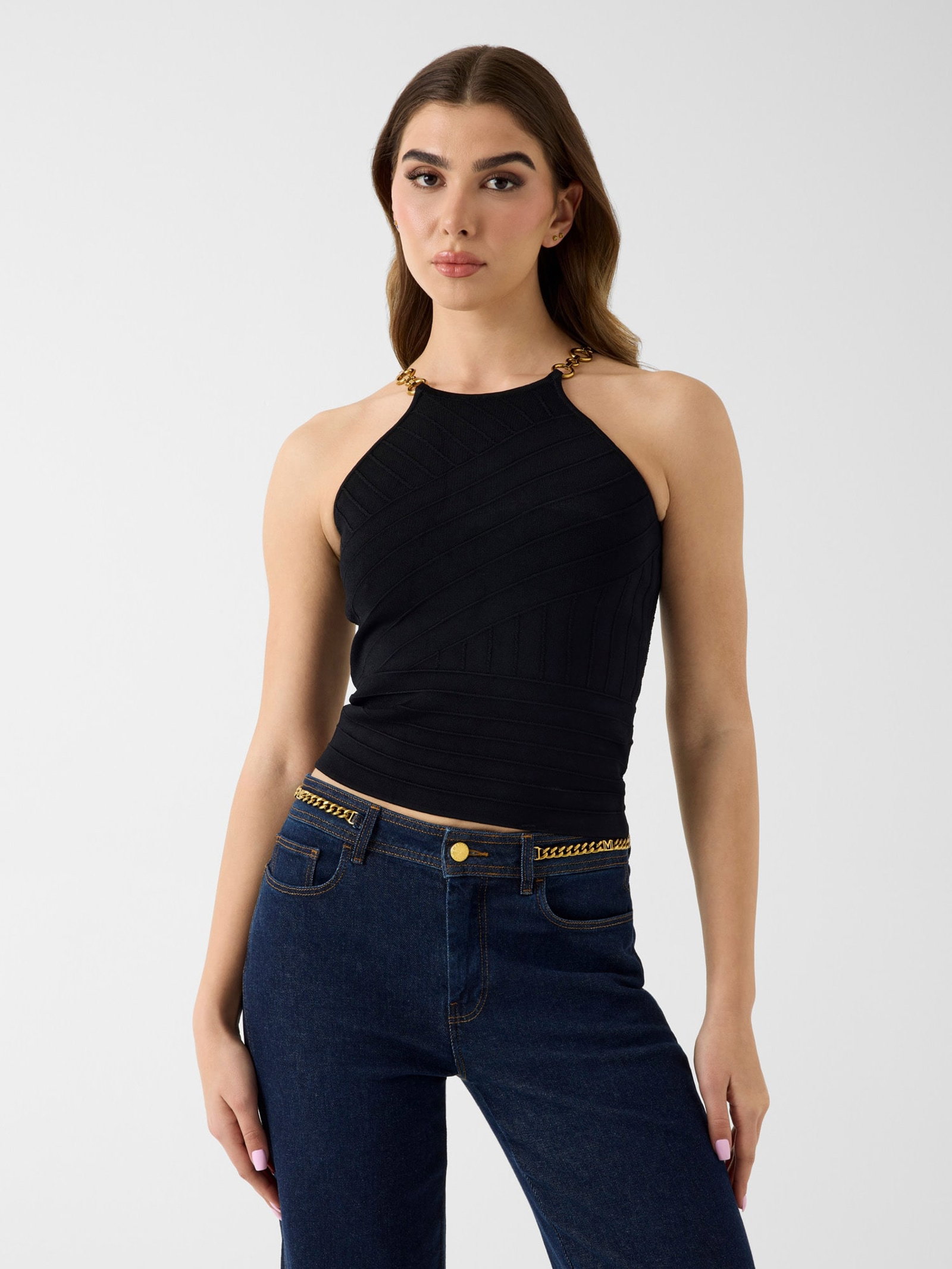 Guess Marciano Ketting Top in zwart
