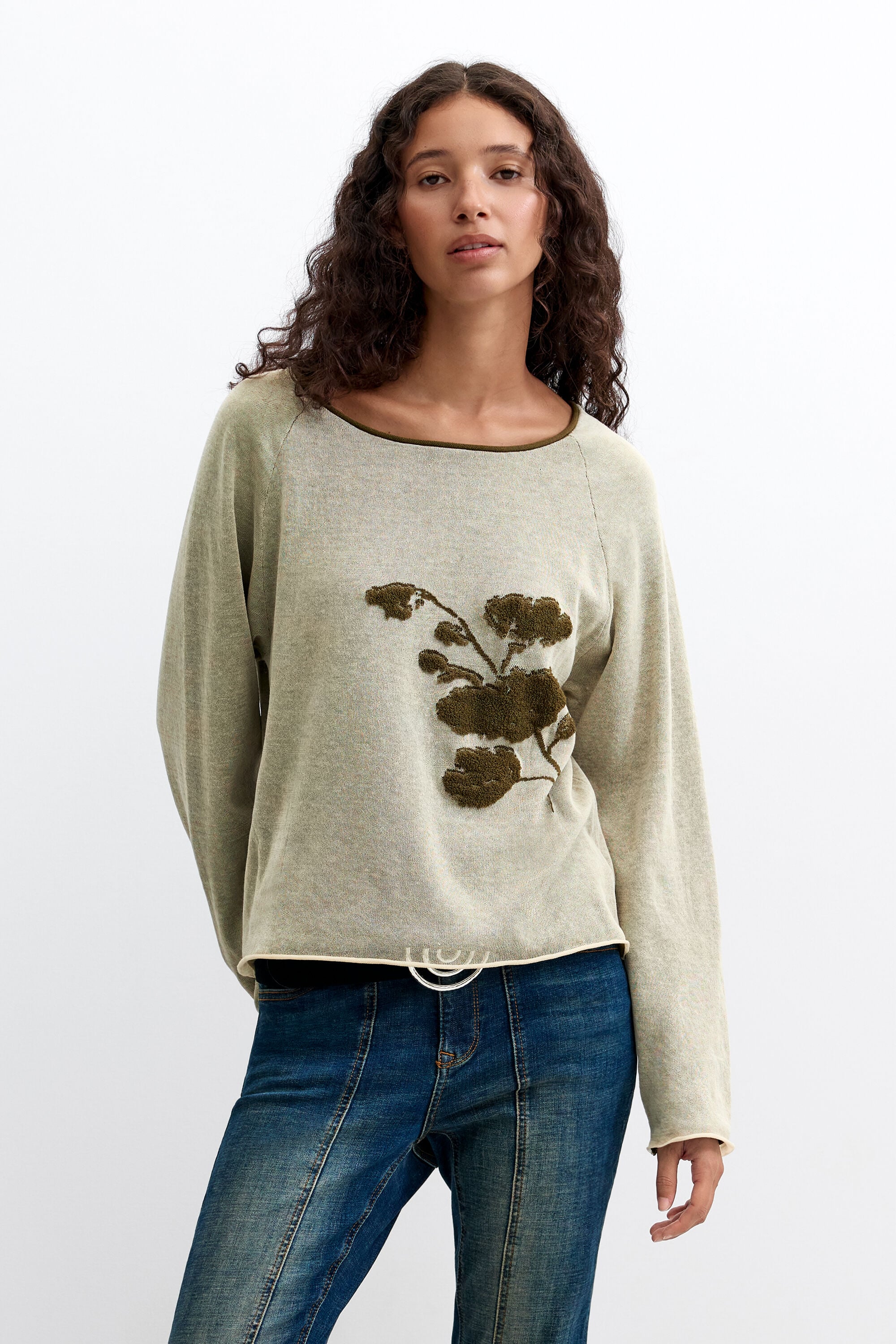 Desigual fijne gebreide bloementrui