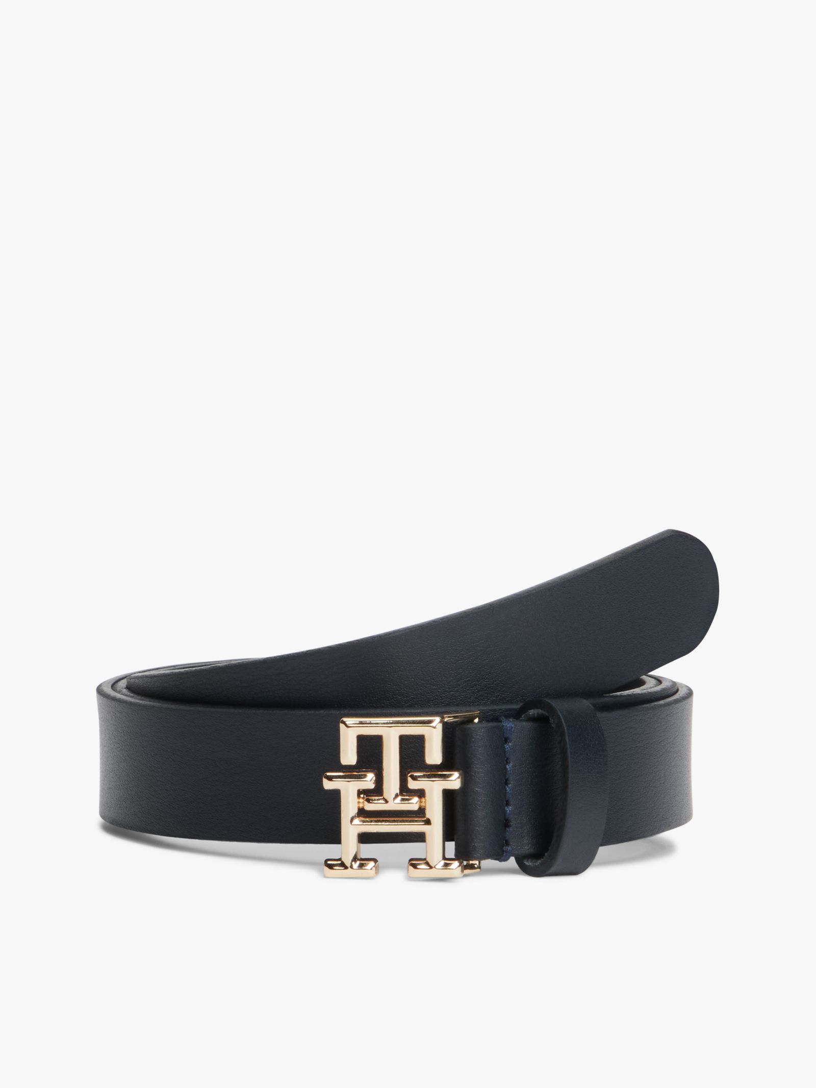 Tommy Hilfiger Leren riem met TH embleem in marine