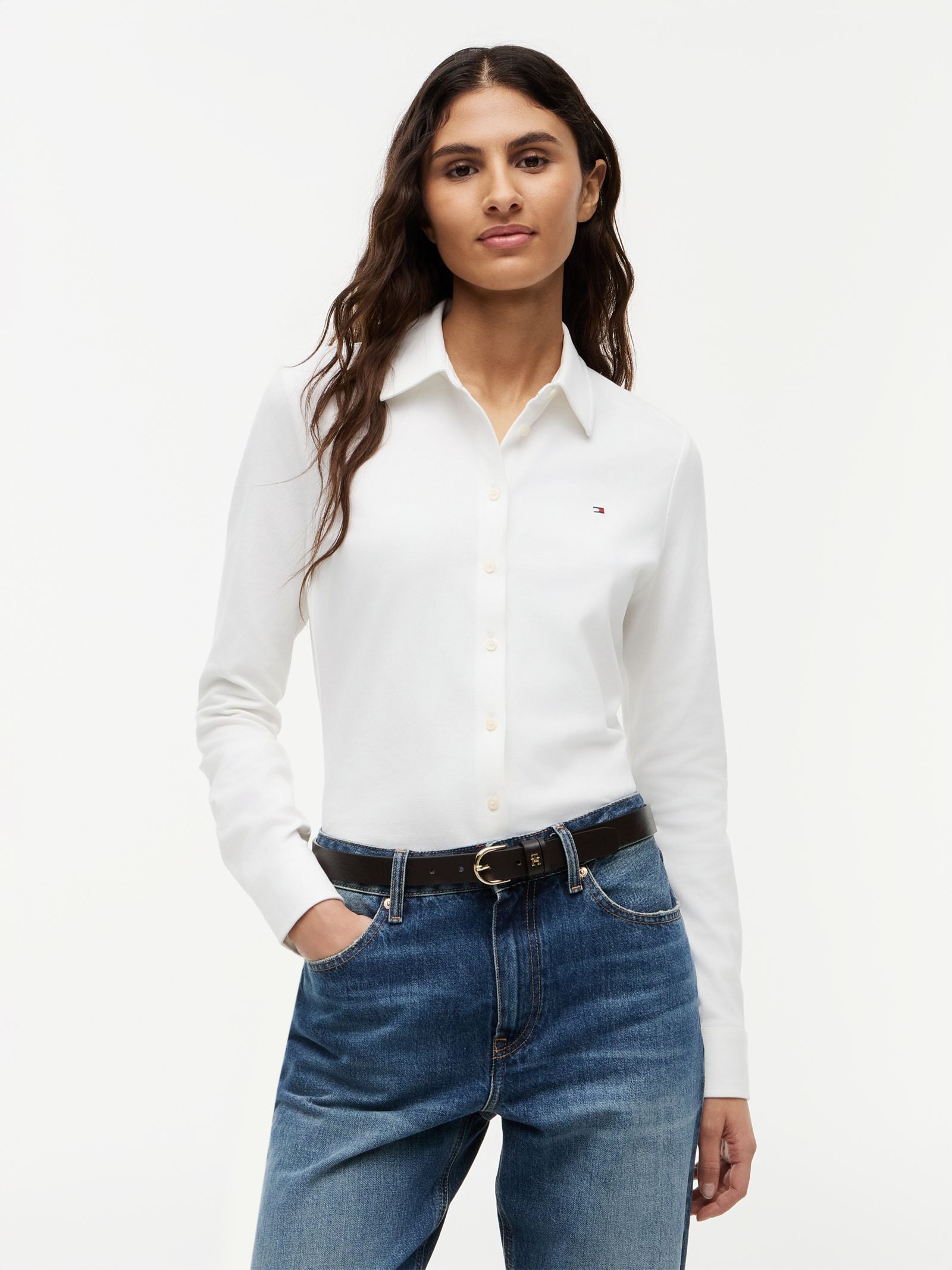 Tommy Hilfiger 1985 Slim fit piqué button downoverhemd in wit