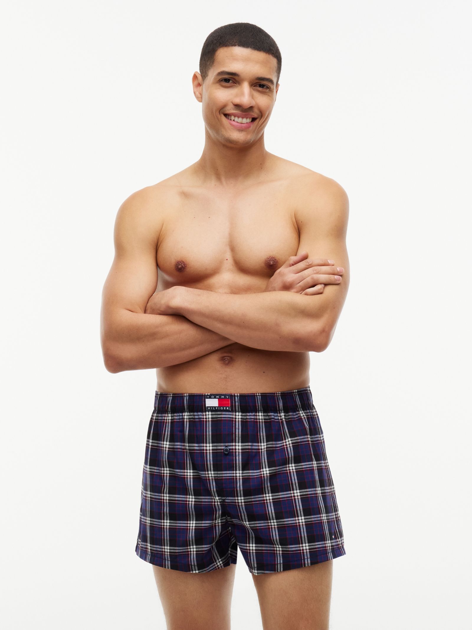 Tommy Hilfiger Set van 3 Geweven Boxershorts met Heritage Print in marine