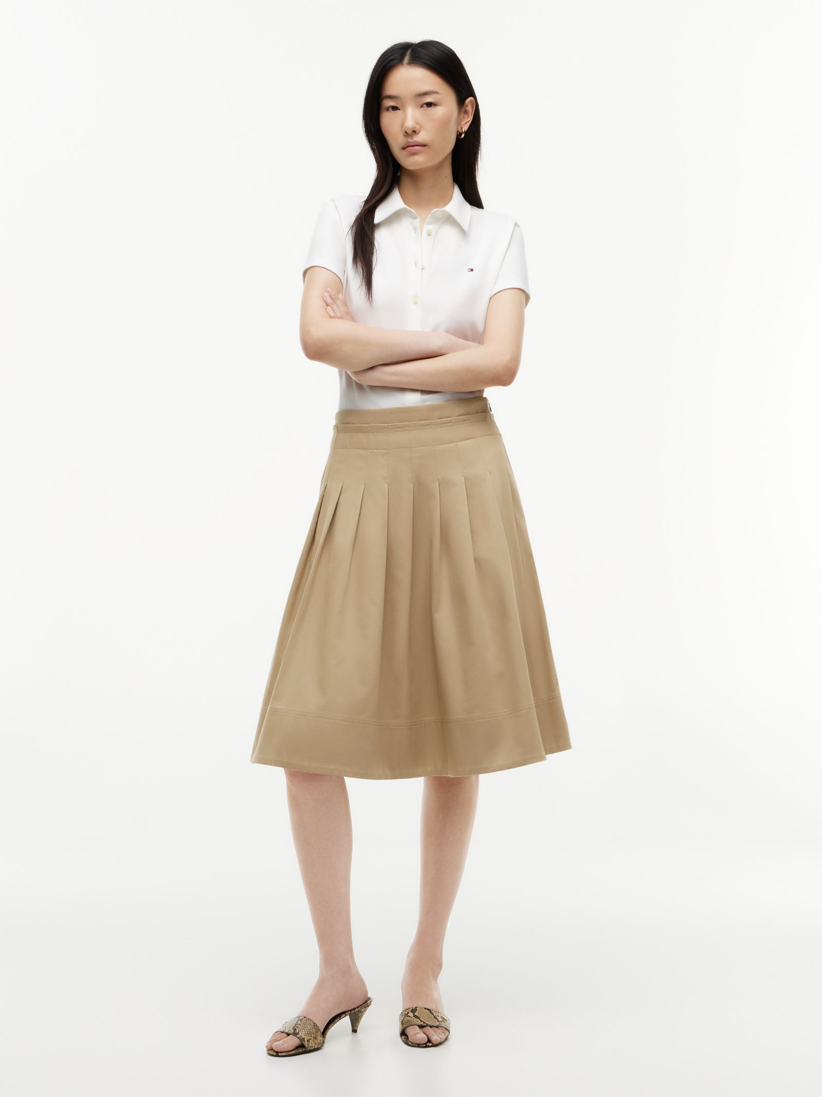 Tommy Hilfiger Geplooide midirok in chino stijl