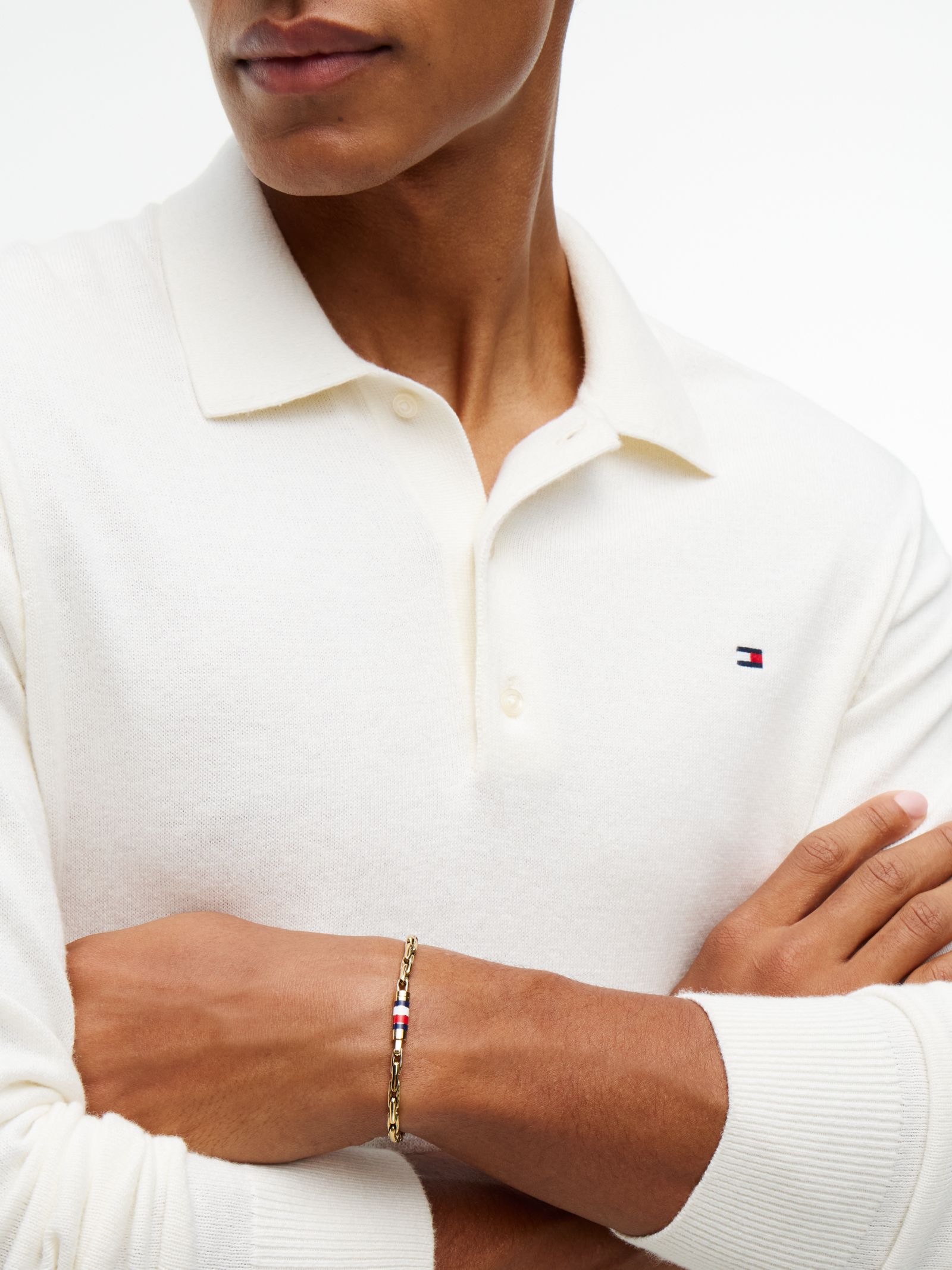 Tommy Hilfiger Vergulde armband met vierkante schakels in goud