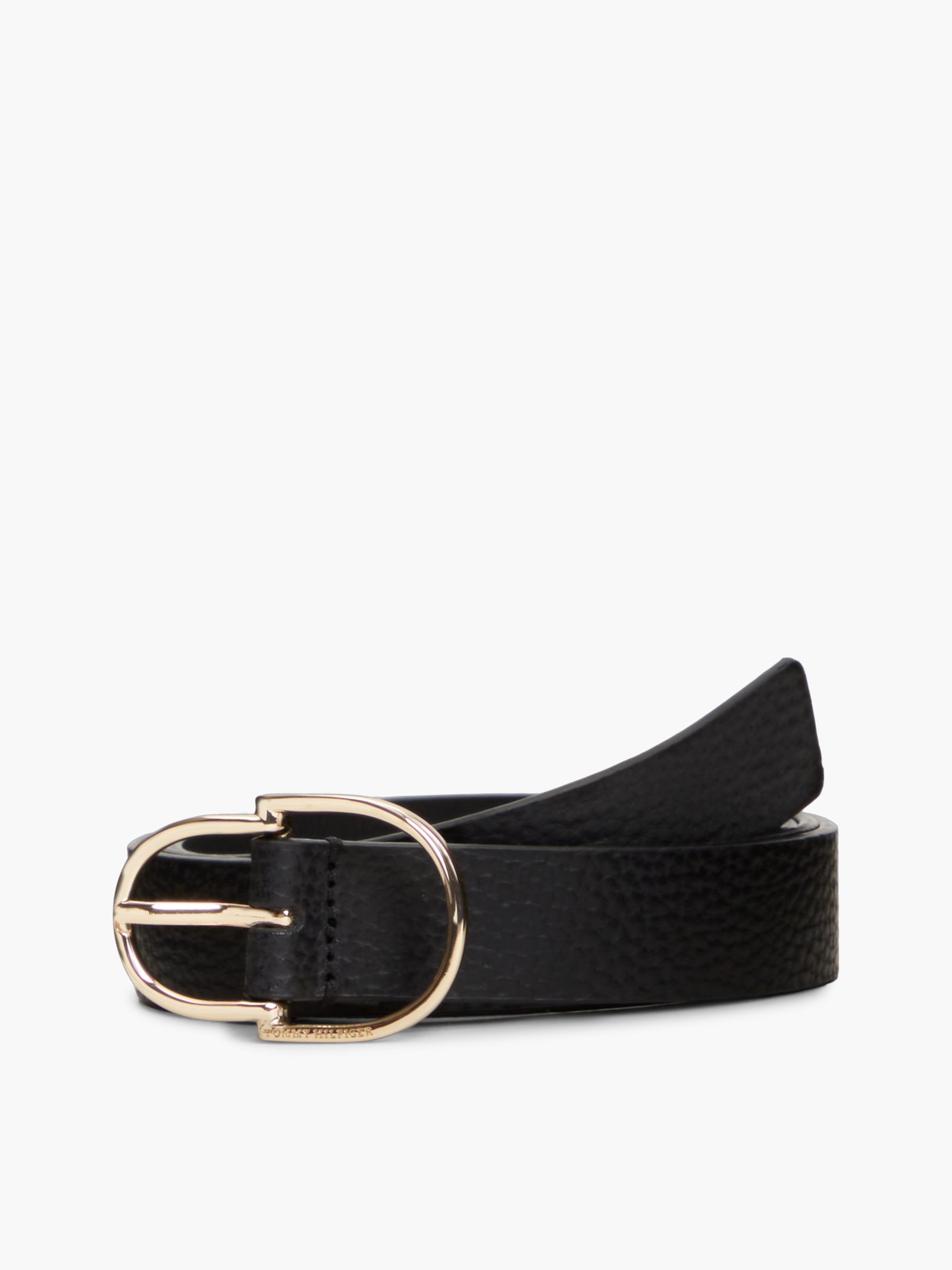 Tommy Hilfiger Riem van gegranuleerd leer met dubbele lus in zwart