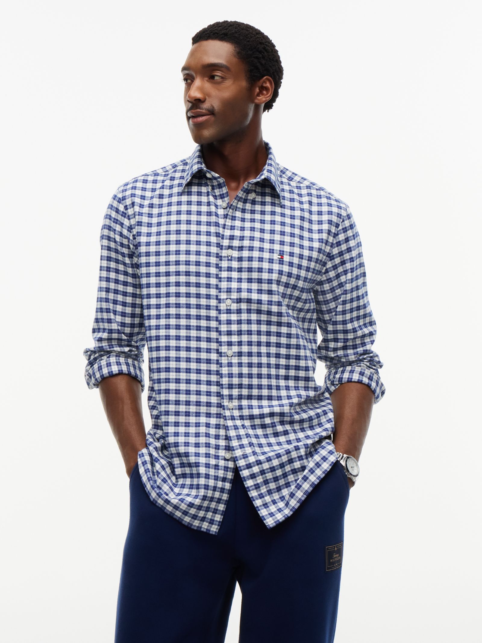 Tommy Hilfiger Relaxed fit flanellen overshirt met ruiten in blauw