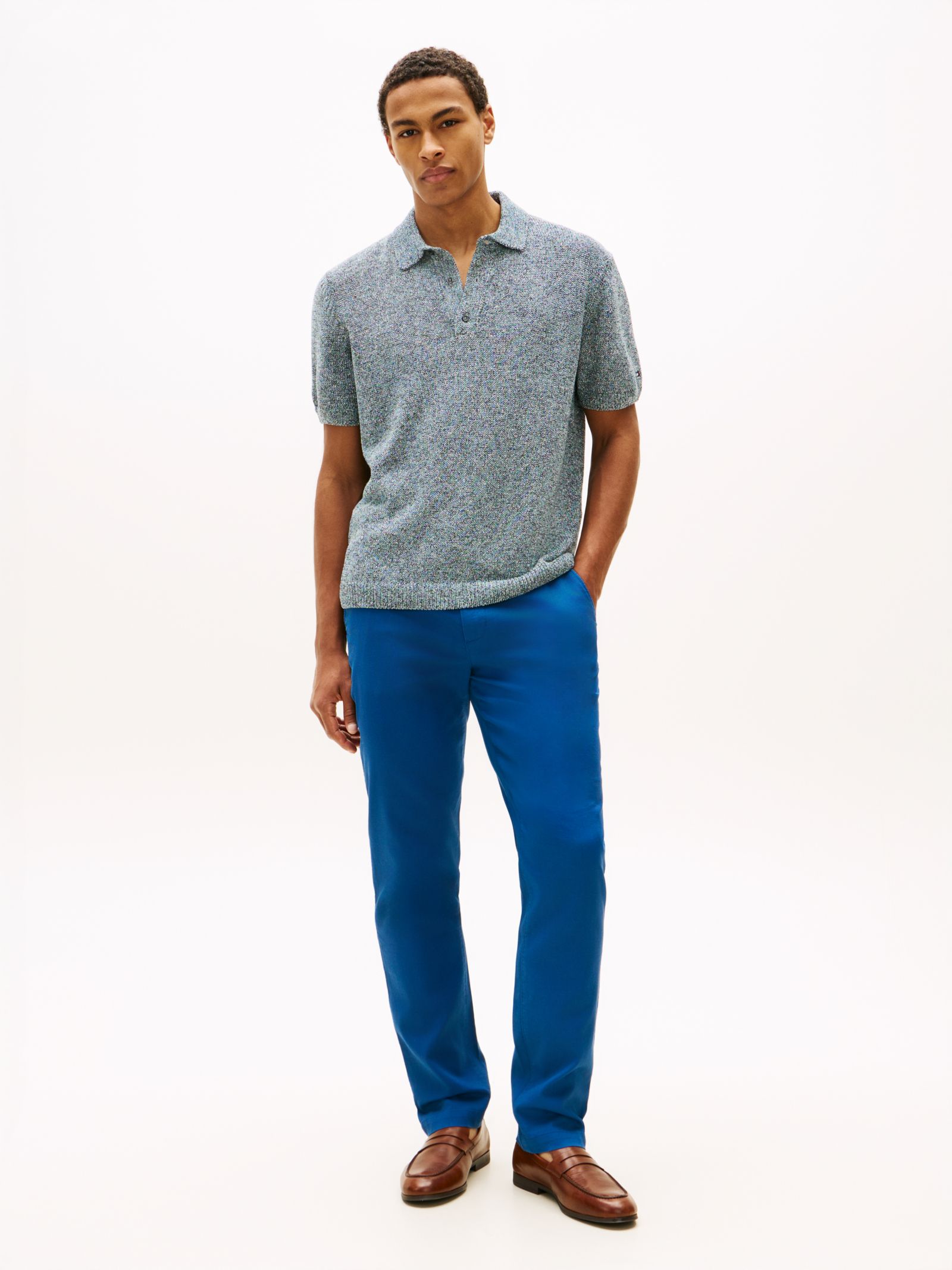 Tommy Hilfiger Dover Regular Straight Chino met honingraattextuur in blauw