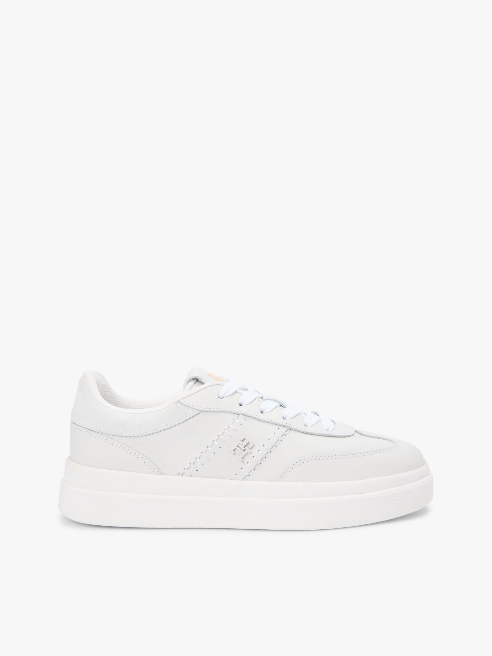 Tommy Hilfiger leren court sneaker met TH Monogram in wit