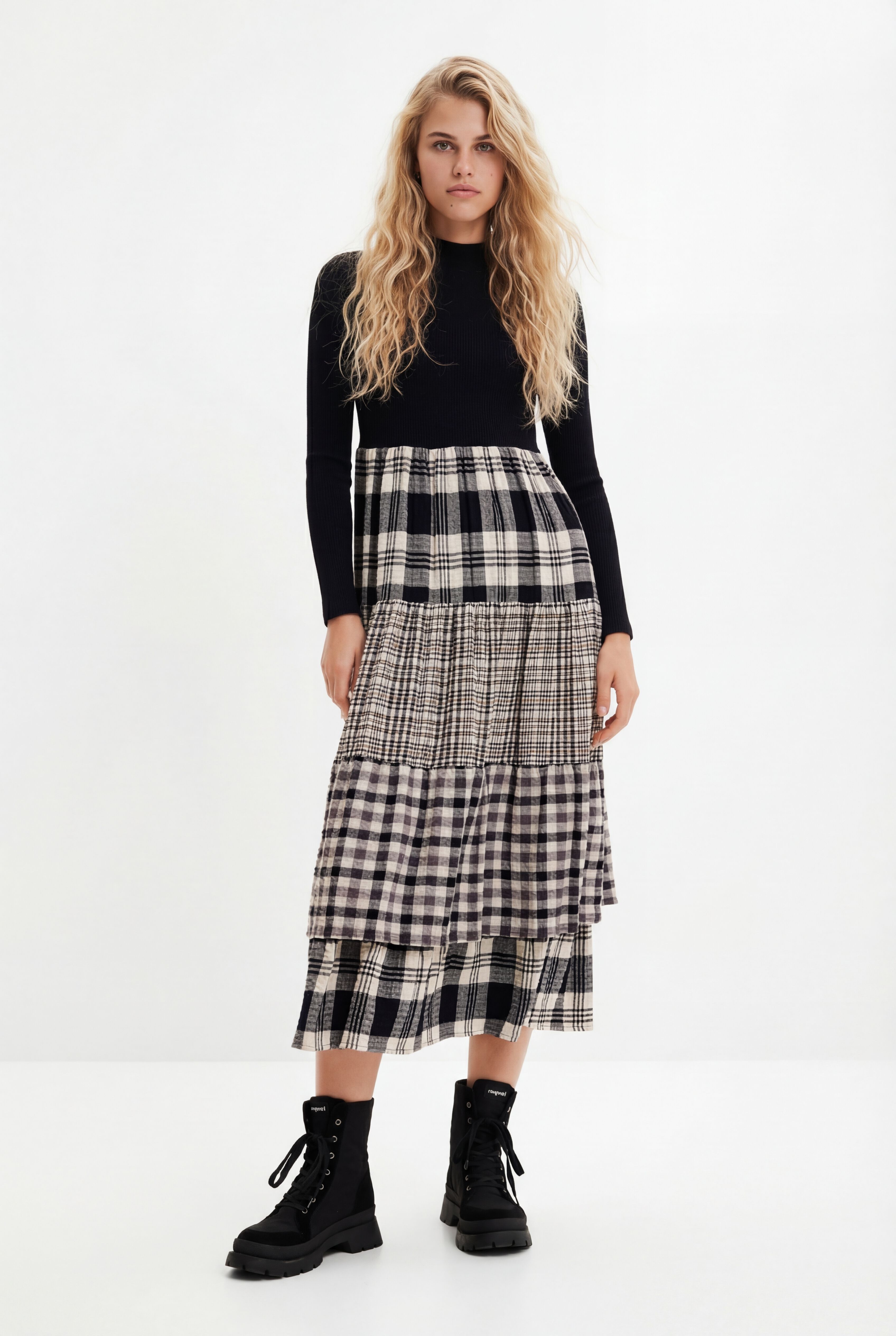 Desigual Midi-jurk met geruite rok