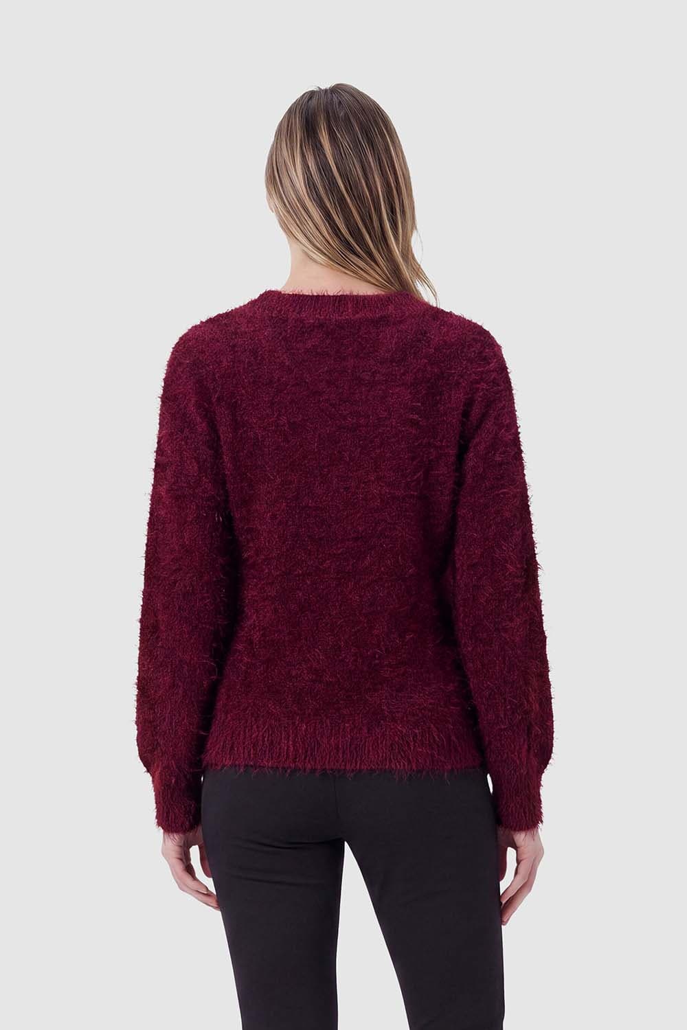 Enjoy Trui Fluffy Bordeaux Rood dames