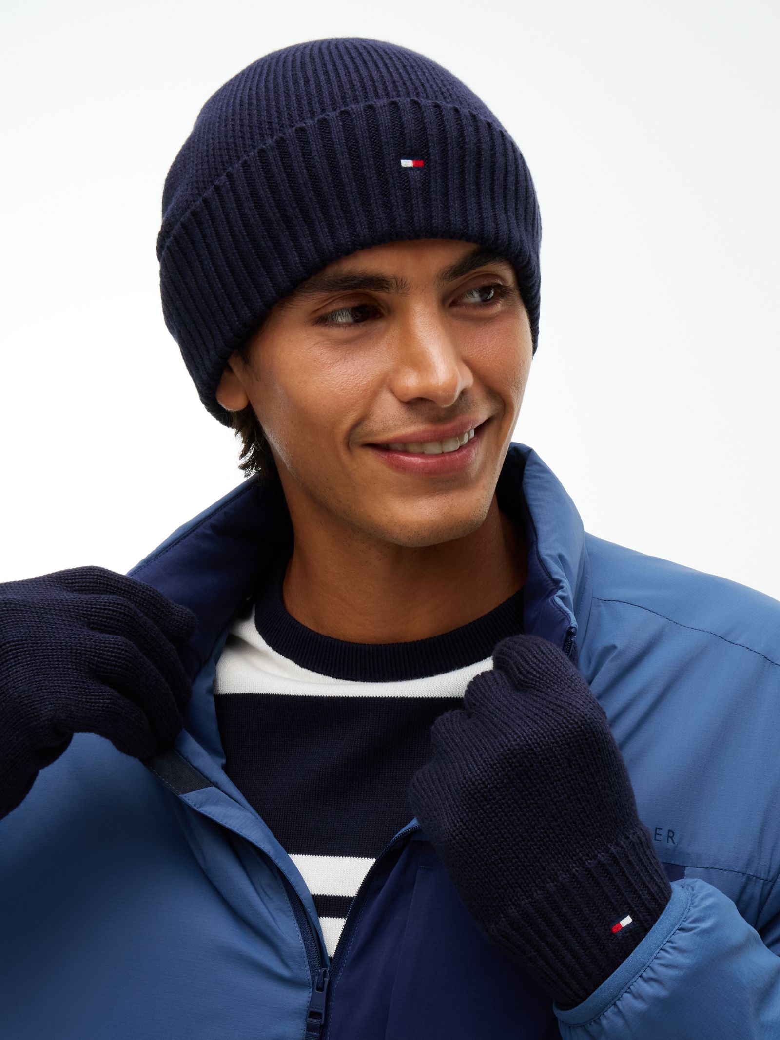 Tommy Hilfiger Cadeaubox met handschoenen en beanie met Hilfiger vlag in marine