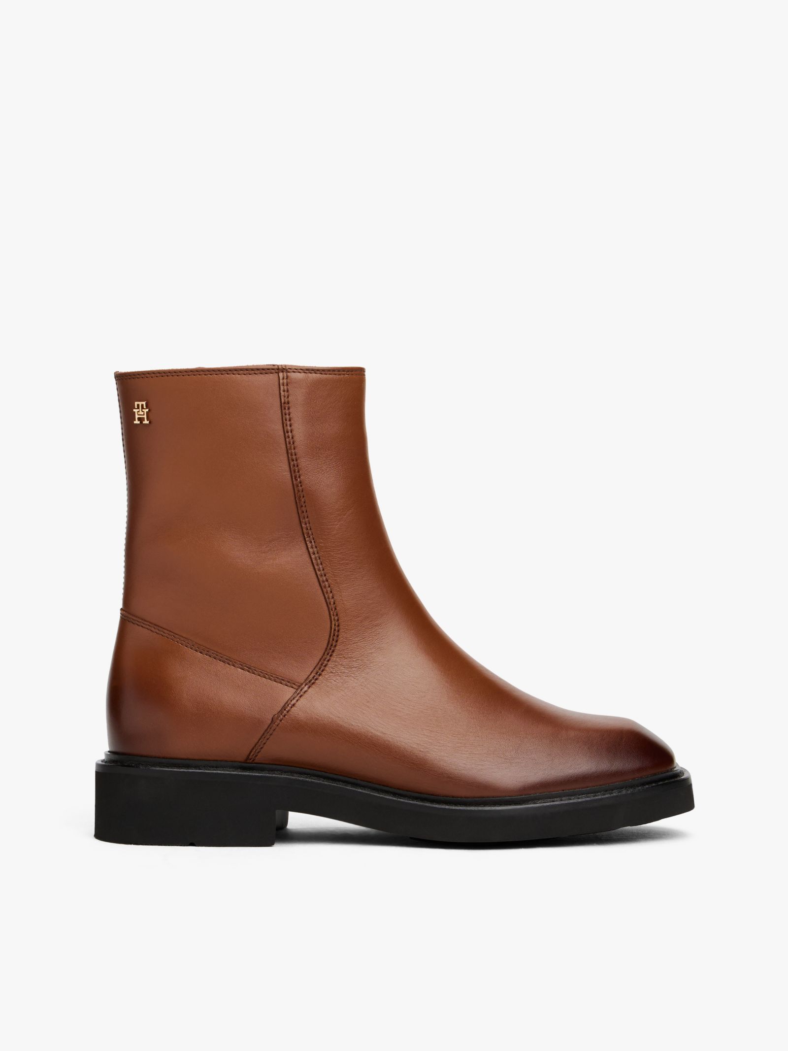 Tommy Hilfiger Leren enkellaars met vierkante neus