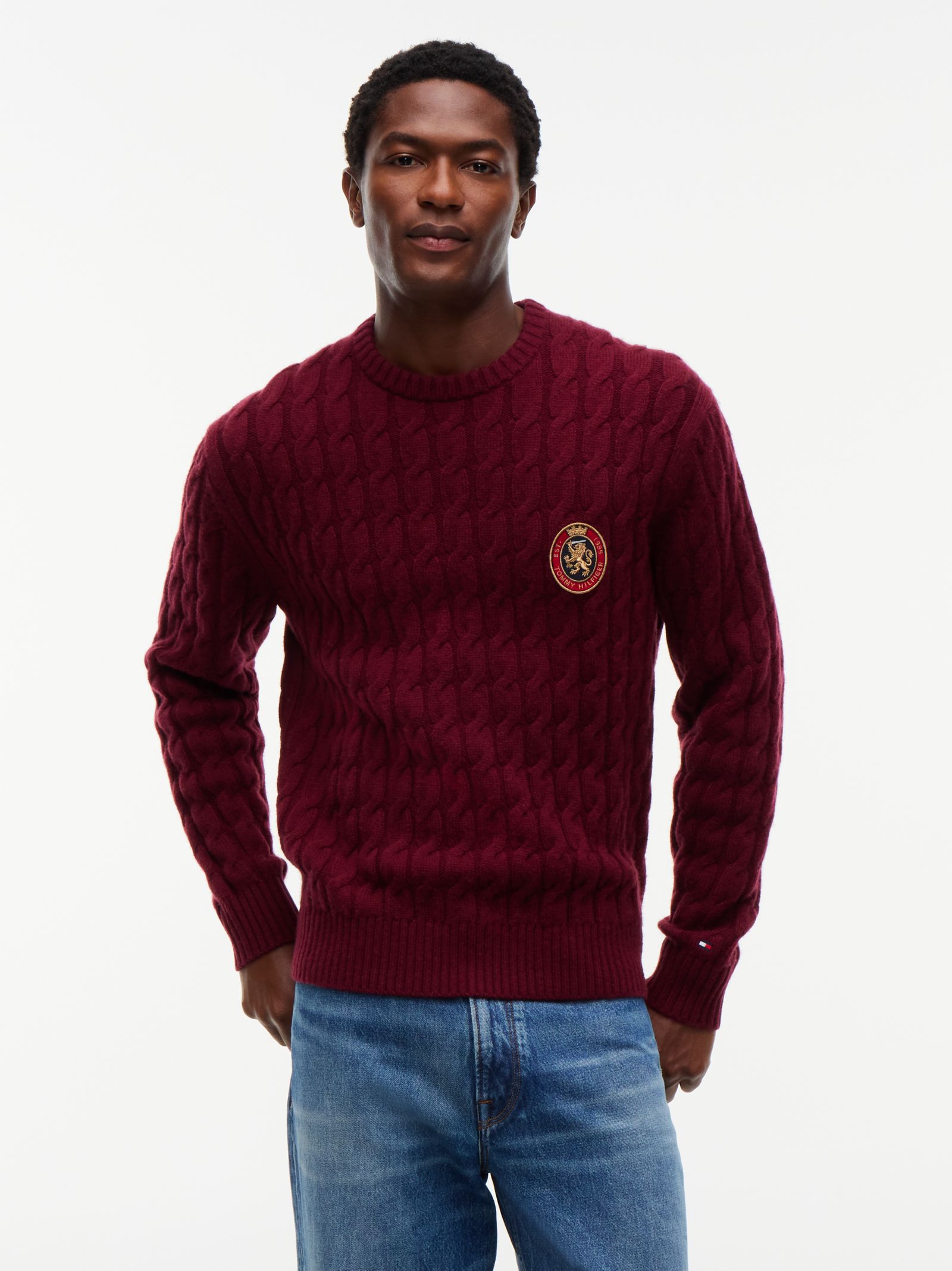 Tommy Hilfiger Trui van wolmix met embleem in rood