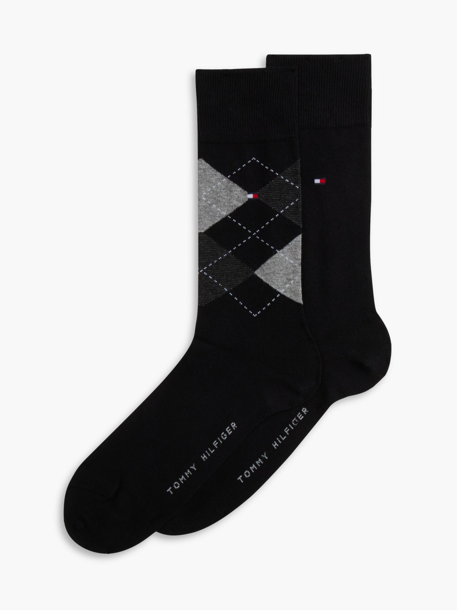 Tommy Hilfiger Set van 2 paar sokken met argyle ruit en vlag in zwart