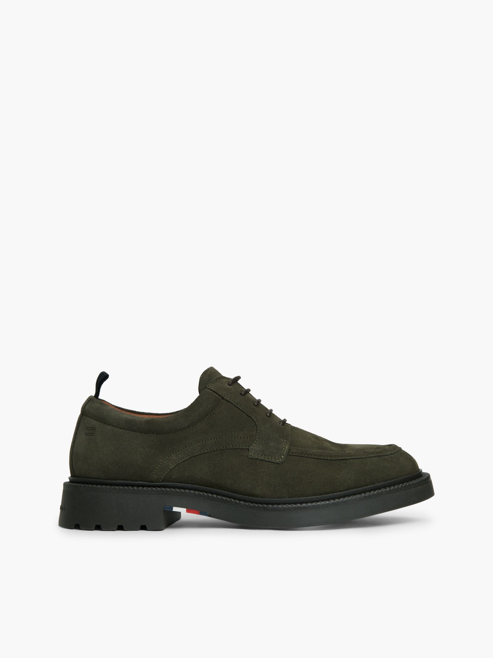 Tommy Hilfiger Suède derby schoen met veters in groen