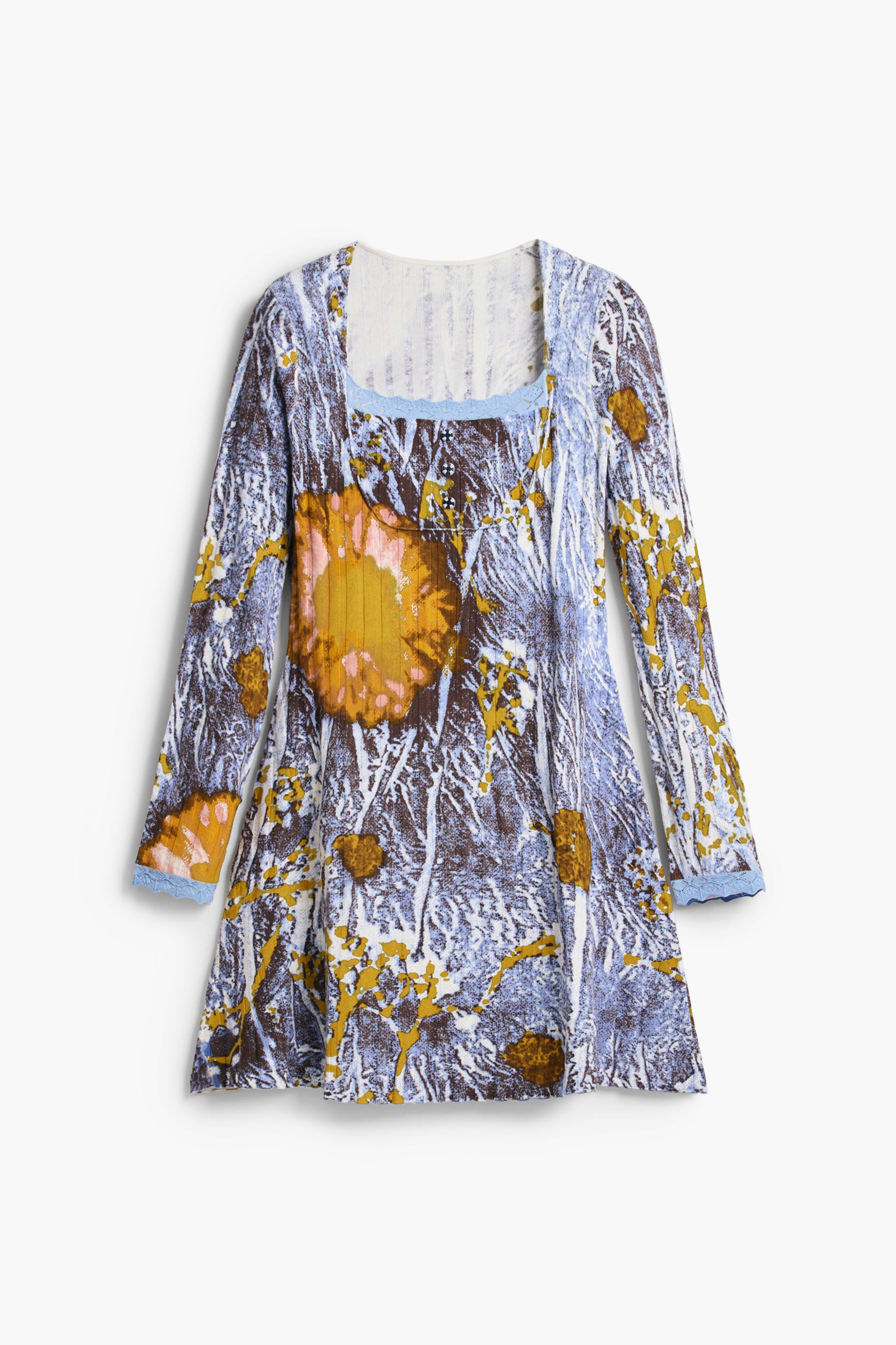 Desigual Geribde jurk met knopen