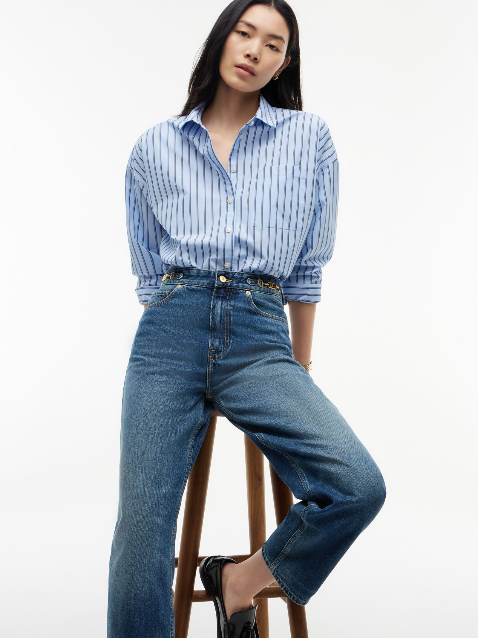 Tommy Hilfiger Jackie high rise enkellange tapered jeans met horsebit