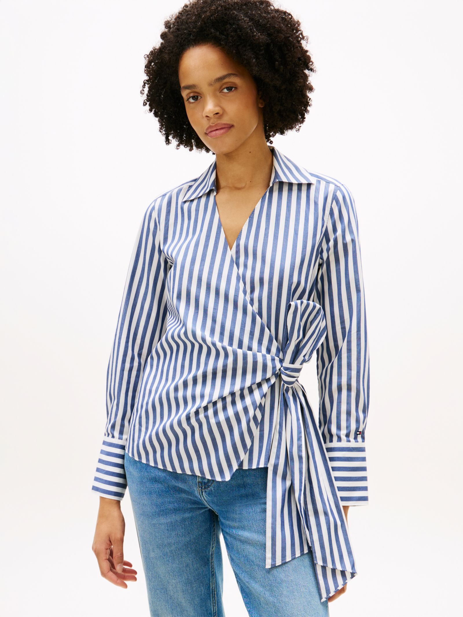 Tommy Hilfiger Geknoopt slim fit poplin overhemd met overslag in blauw