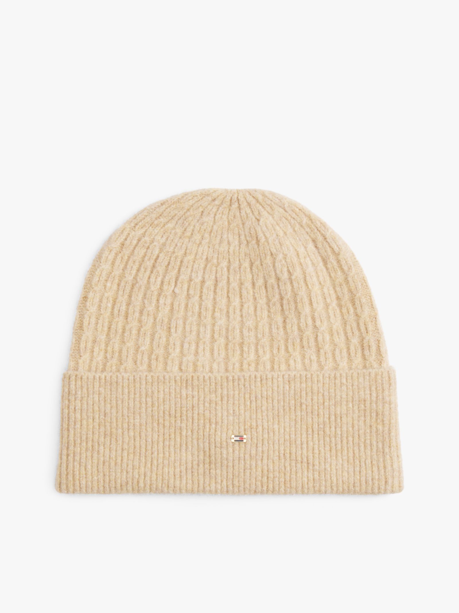 Tommy Hilfiger Kabelgebreide muts met Hilfiger vlag in beige