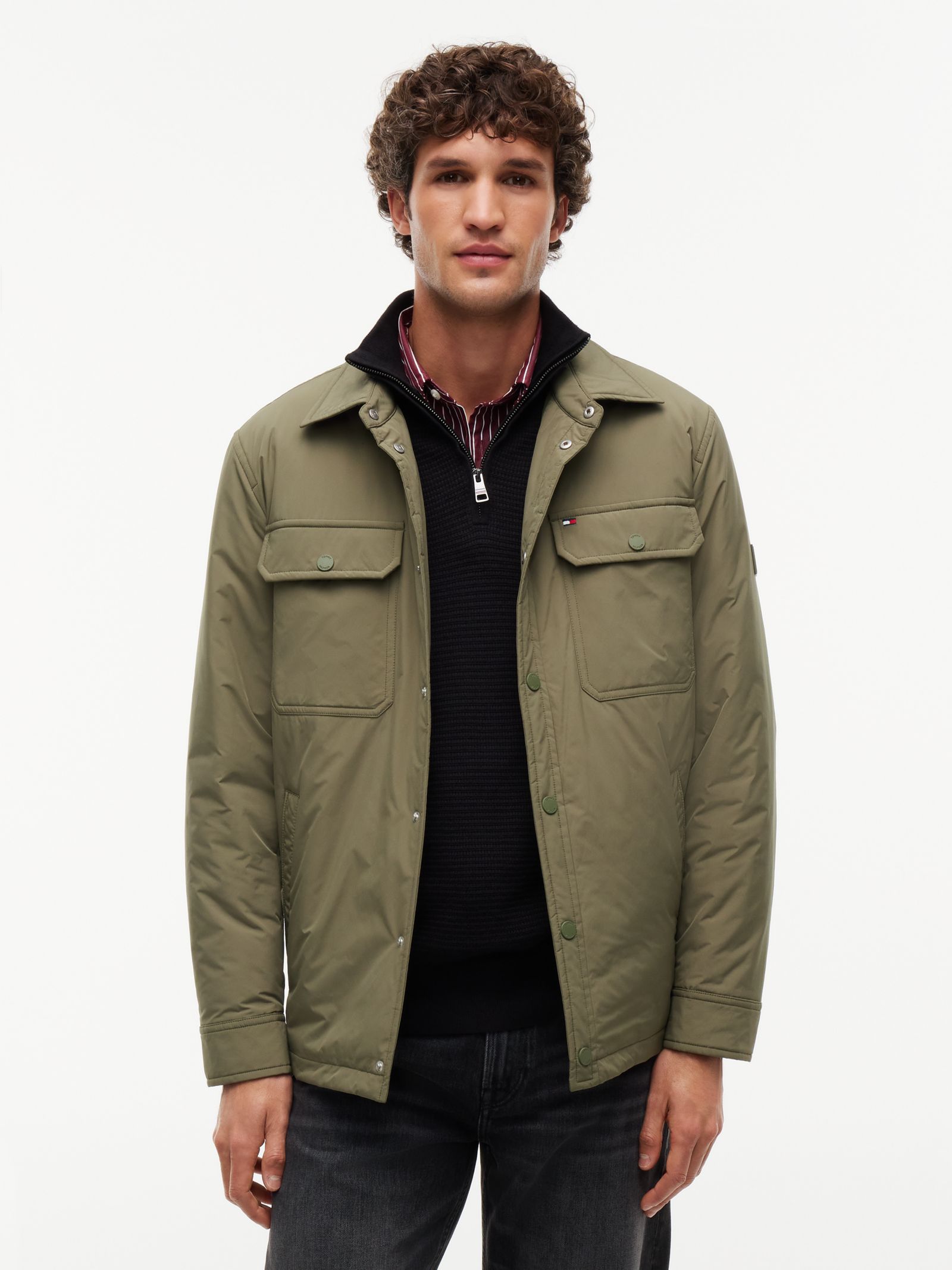 Tommy Hilfiger compact lichtgewicht shirtjack in groen