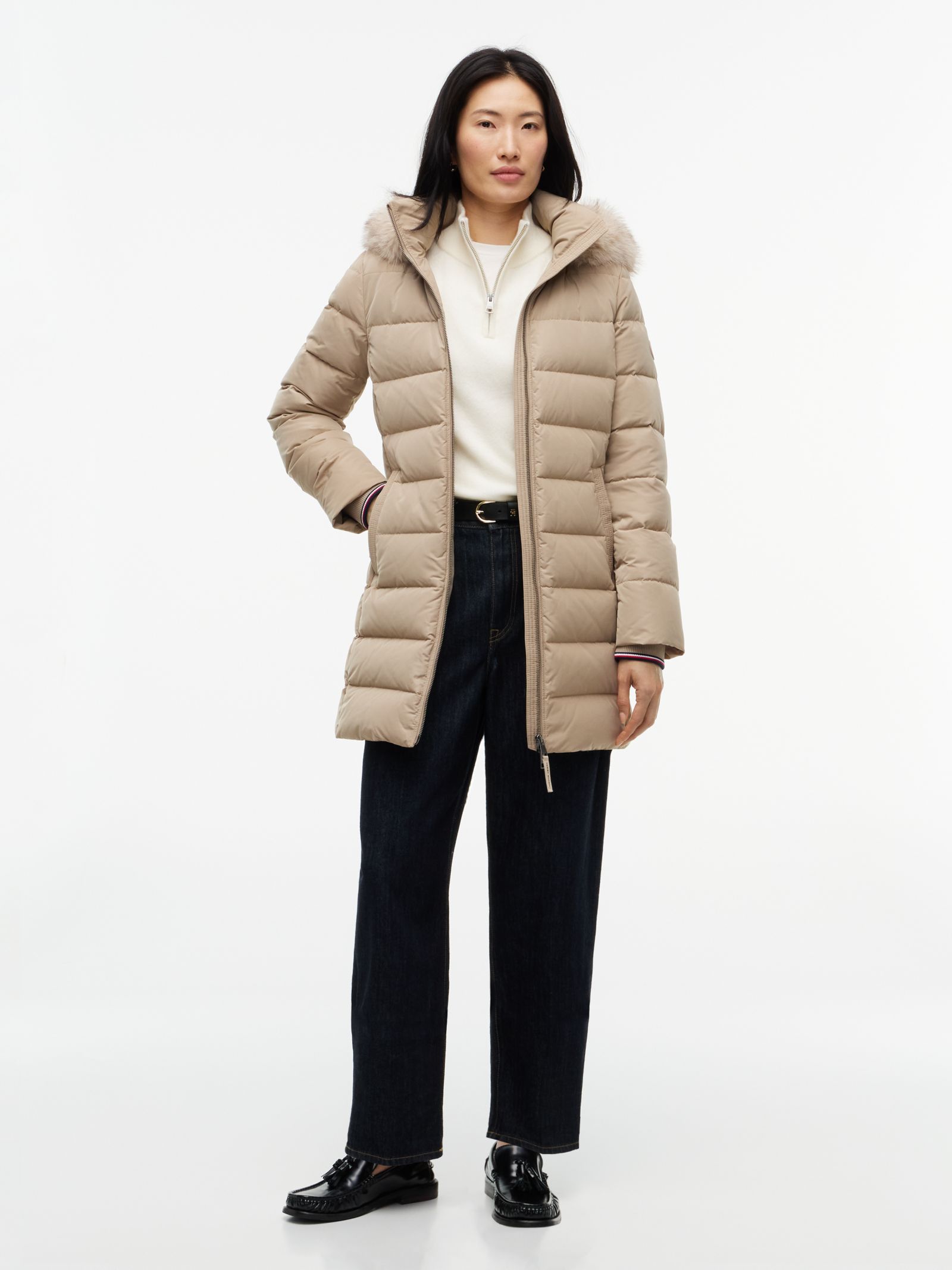 Tommy Hilfiger Waterafstotende donsjas met capuchon in beige