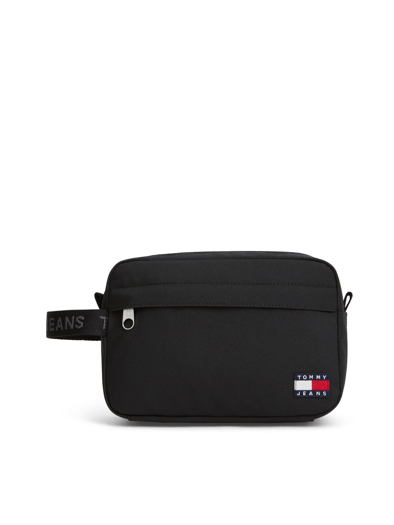 Tommy Jeans Essential toilettas van textiel met repeat logo in zwart