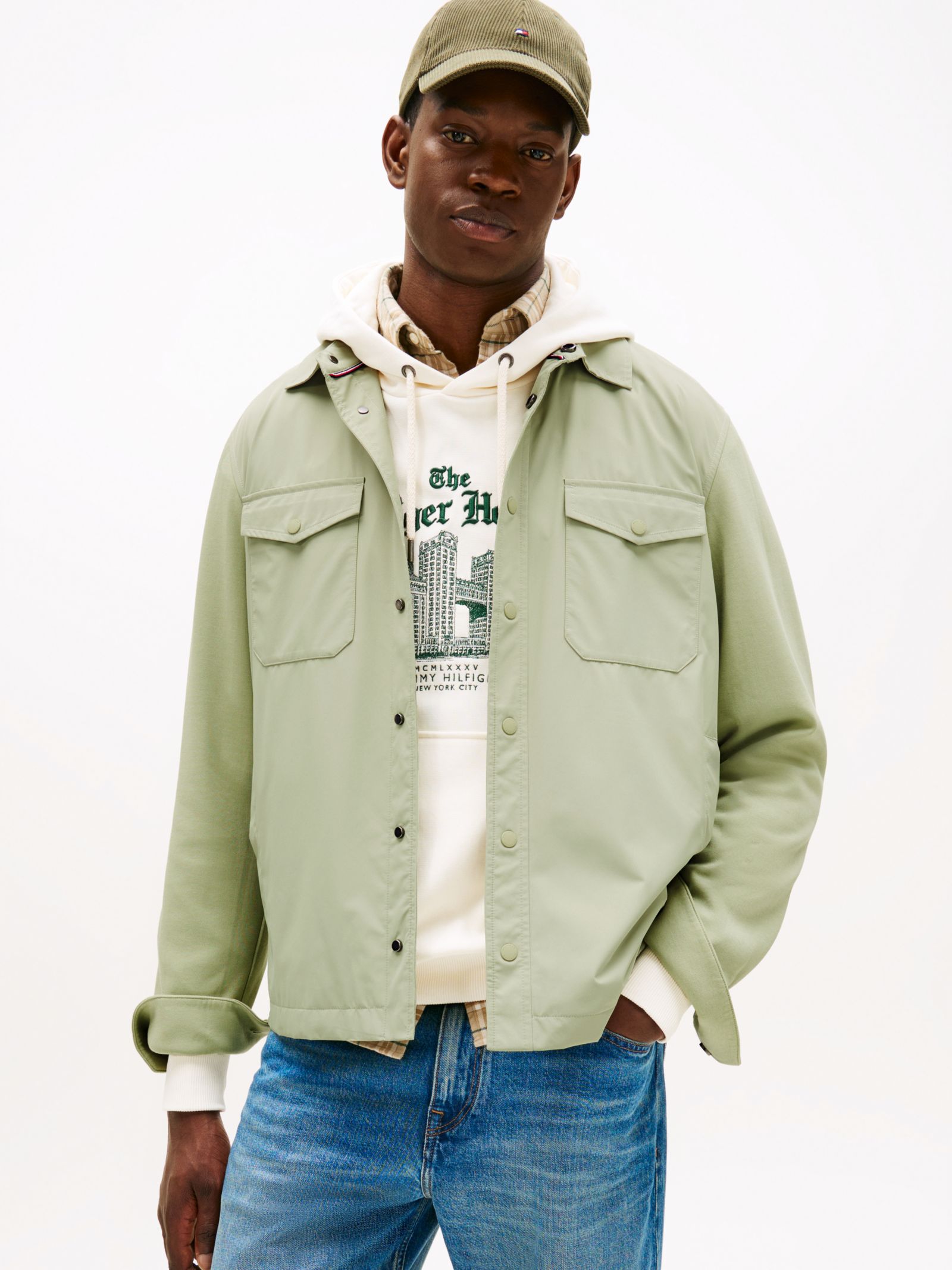 Tommy Hilfiger Regular Fit Overshirt met gemengde panelen