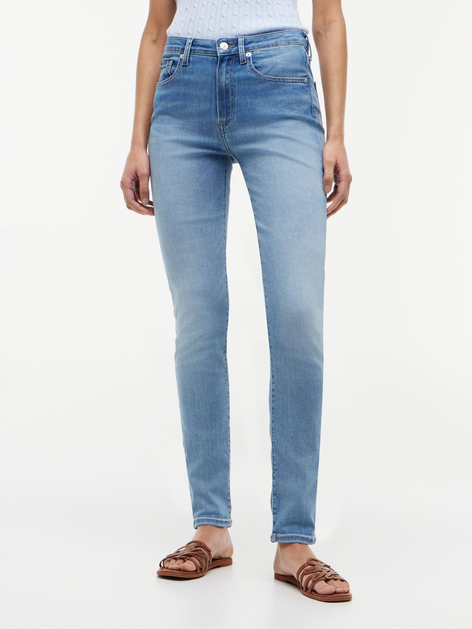 Tommy Hilfiger Como medium rise skinny jeans met whiskers in blauw
