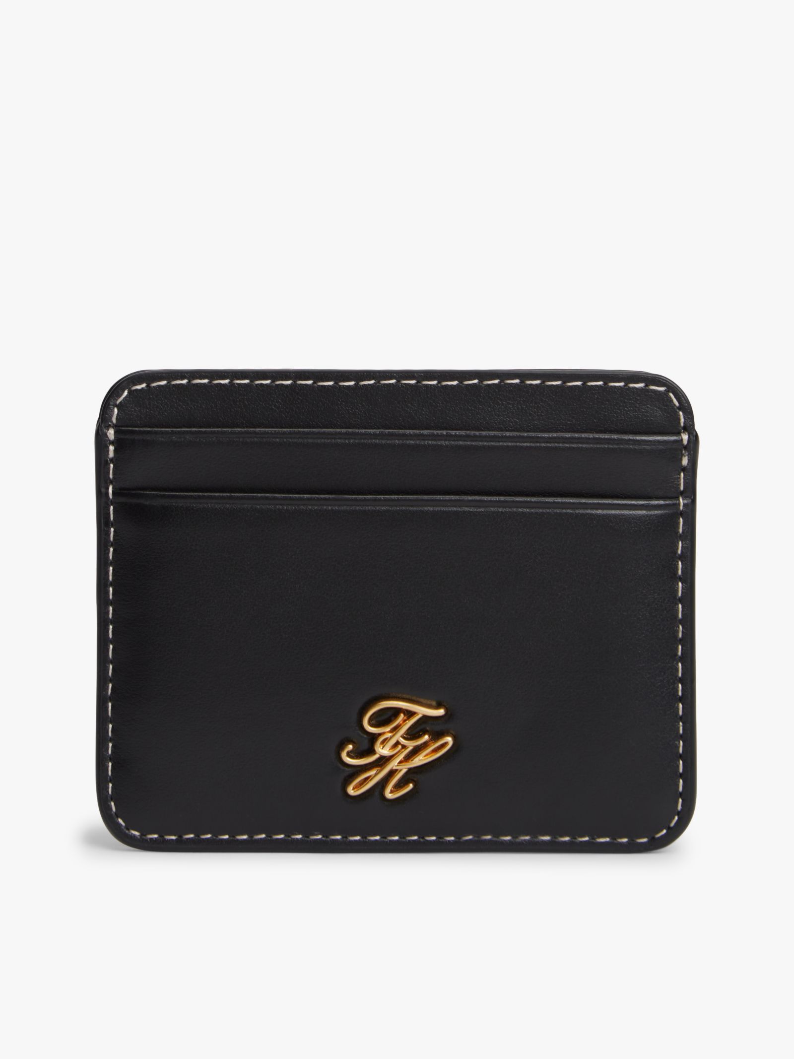 Tommy Hilfiger Leren creditcardhouder met metalen logo in zwart