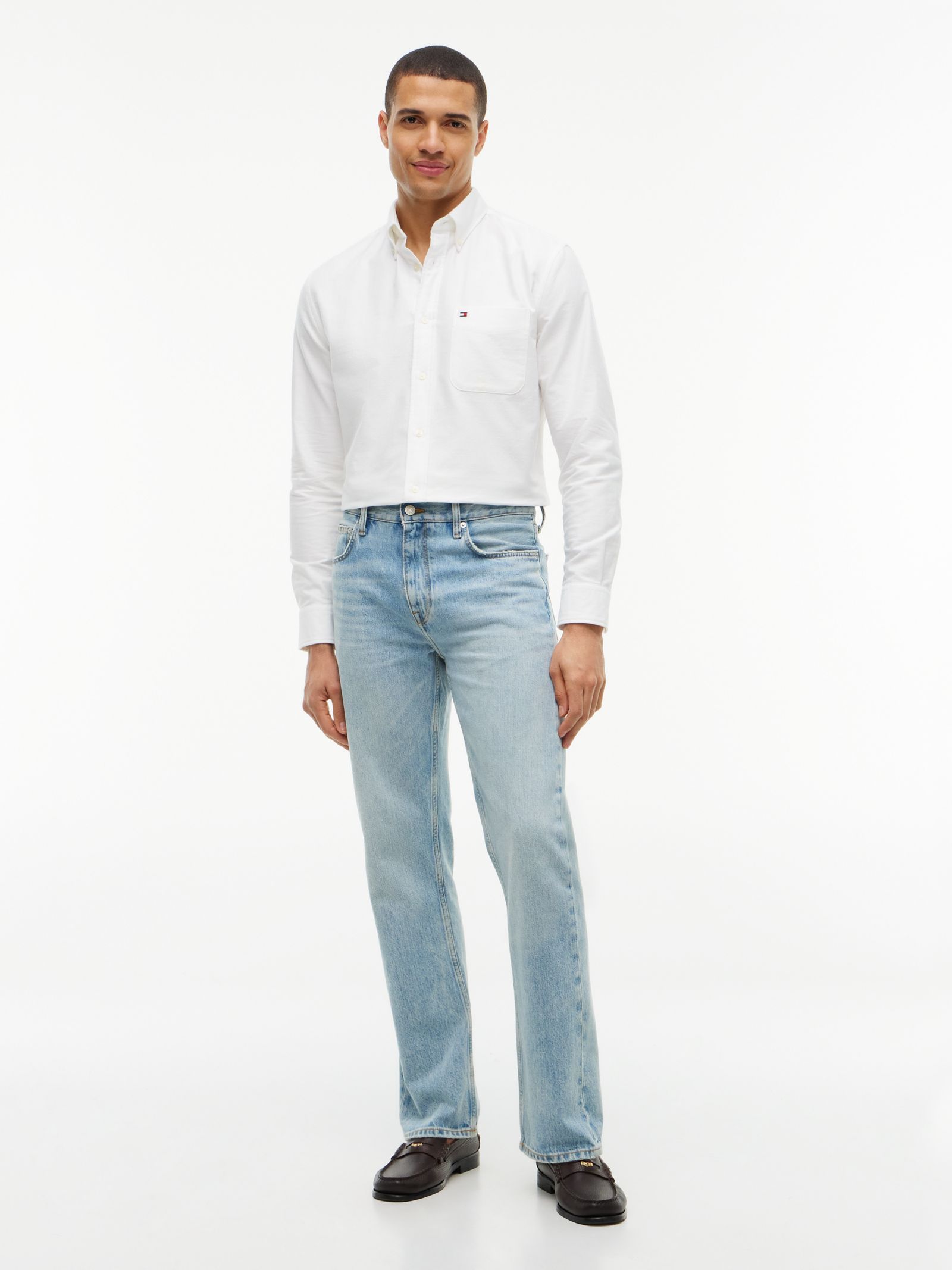 Tommy Hilfiger Dover Regular Straight jeans met whiskers in blauw
