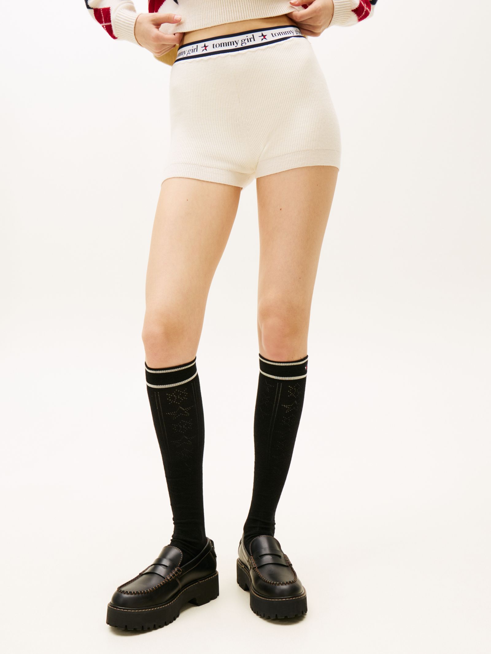 Tommy Jeans Tommy Girl Gebreide short van wol met logo