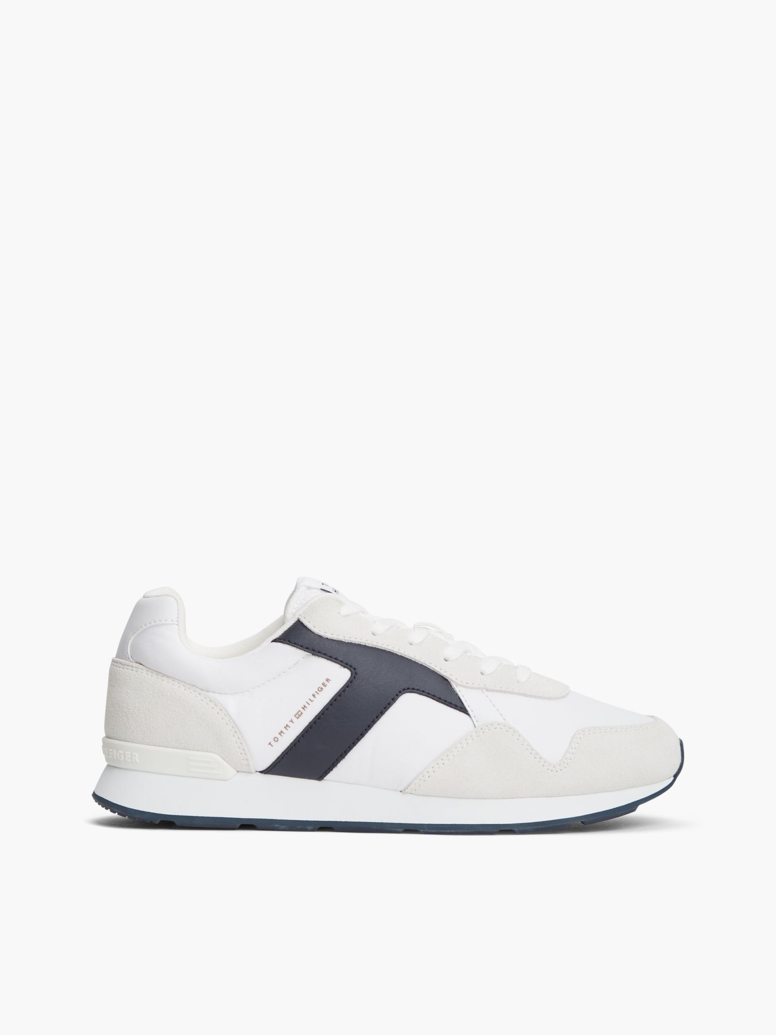Tommy Hilfiger suède sneaker met gemengde texturen in wit