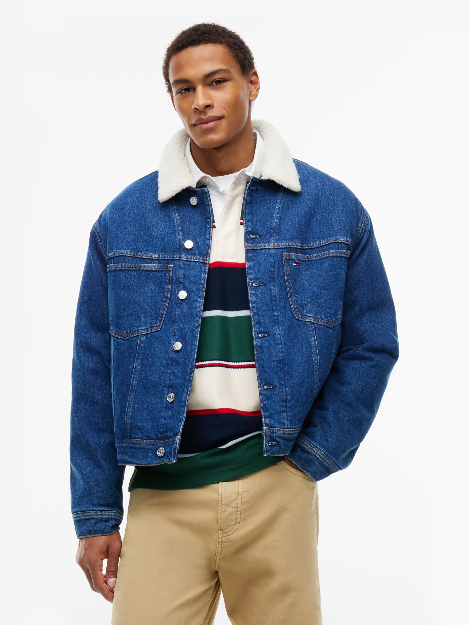 Tommy Jeans Denim Truckerjack met teddy kraag