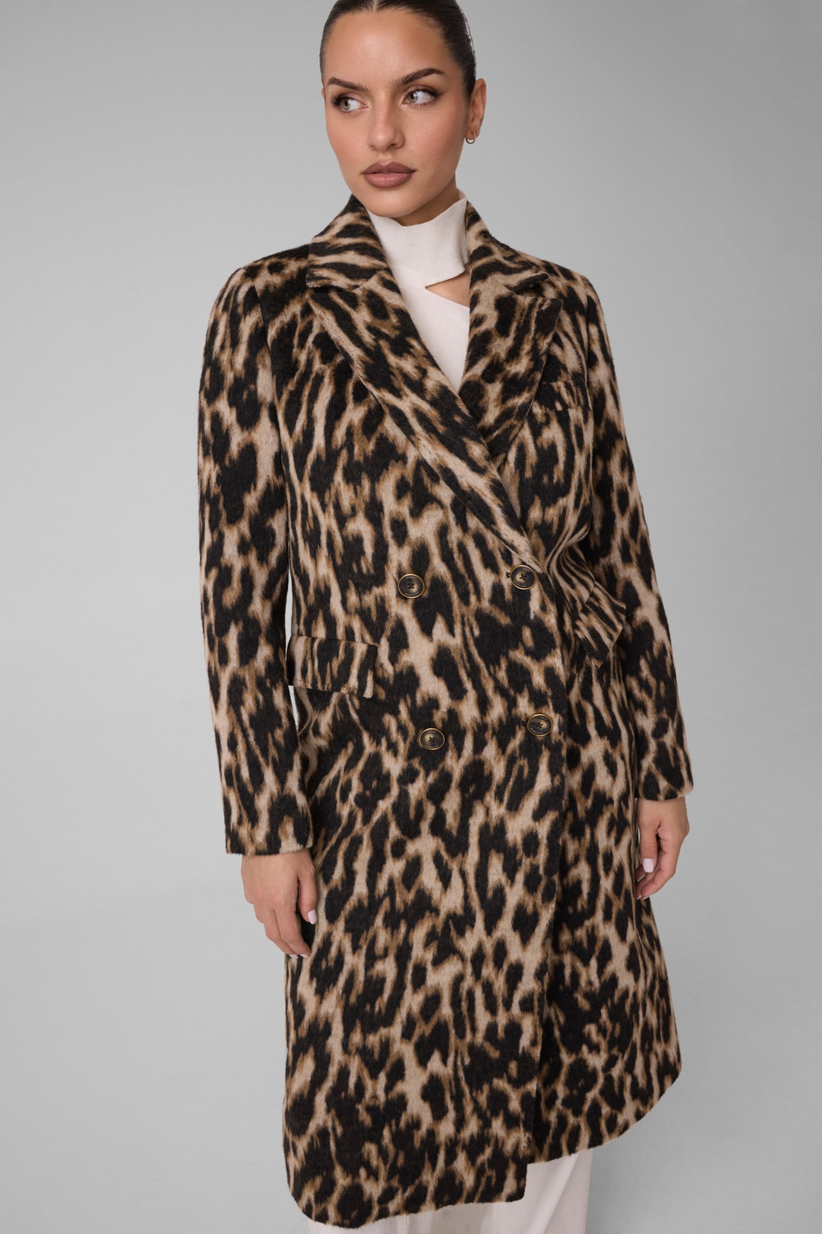 Guess Lange Marciano-Jas Van Een Wolmix in bruin
