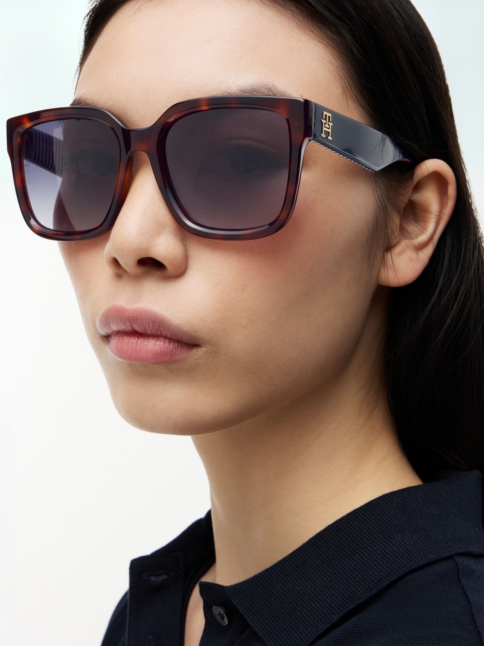Tommy Hilfiger Gepolariseerde vierkante zonnebril met TH monogram in bruin