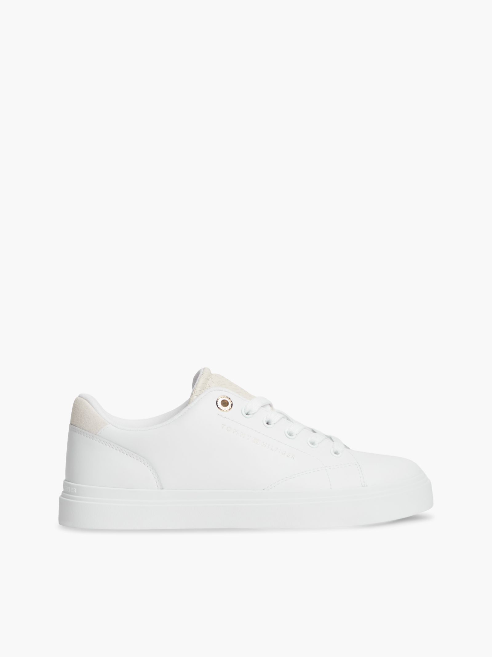 Tommy Hilfiger Leren Cupsole Sneaker met Contrasterende Hiel in wit