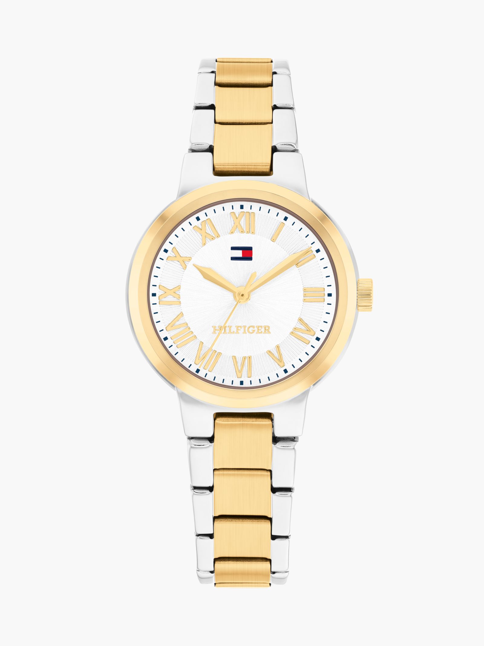 Tommy Hilfiger verguld tweekleurig horloge met schakelband