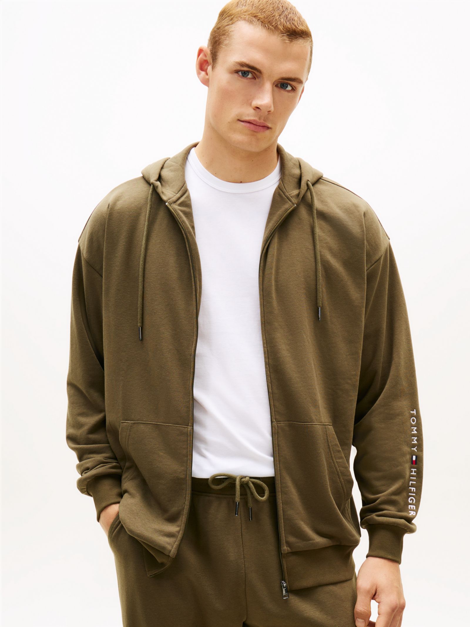 Tommy Hilfiger TH Original Terry Loungehoodie met rits in groen